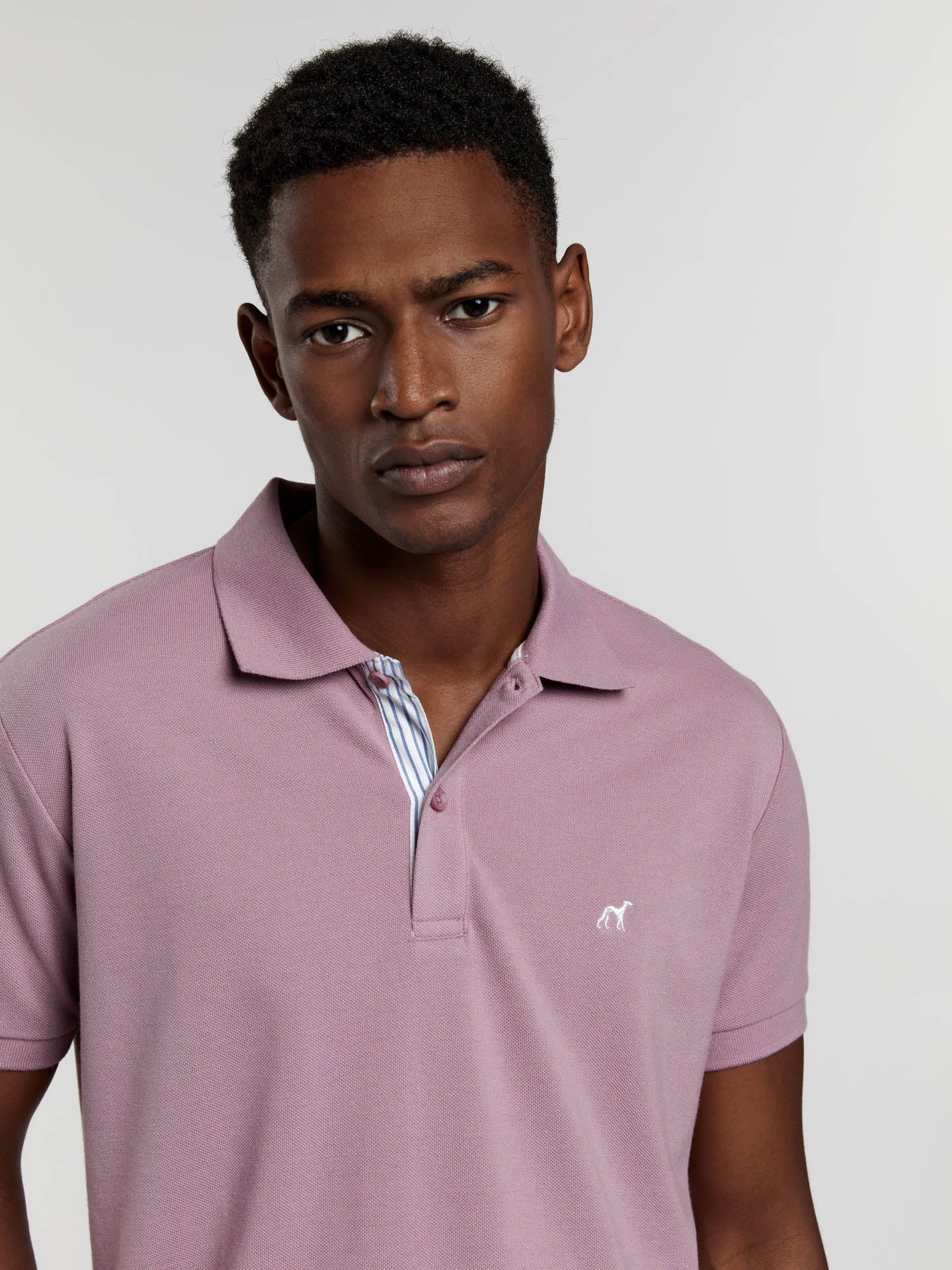 89 edition slim fit piqué polo shirt with striped fabric inside placket - Image 5