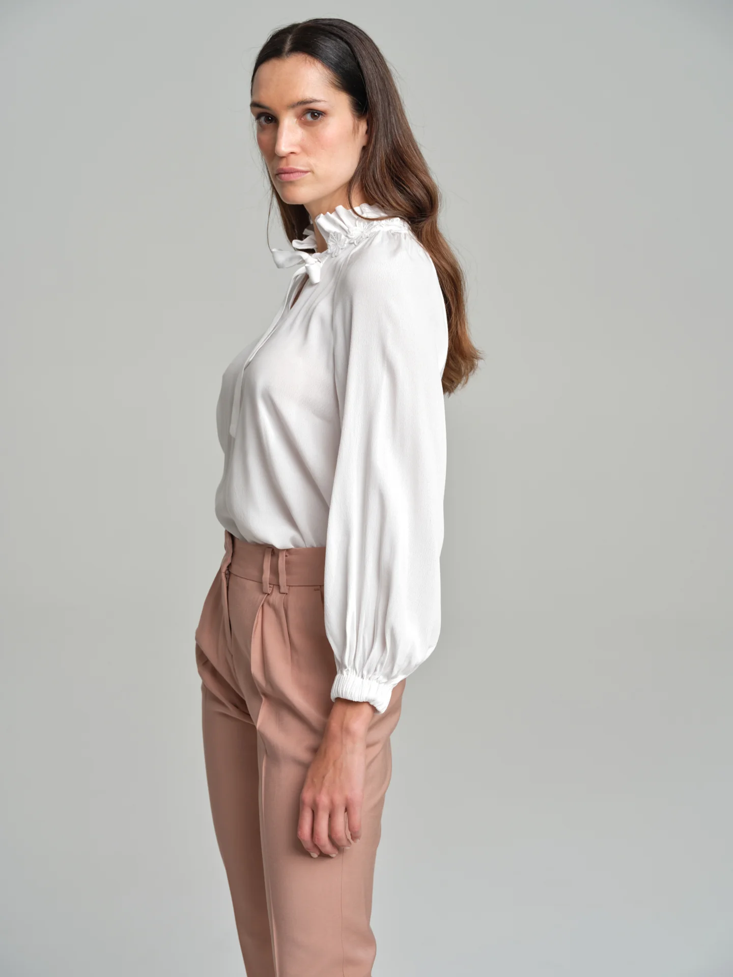 Blouse with flower apliqué on neckline - Image 3