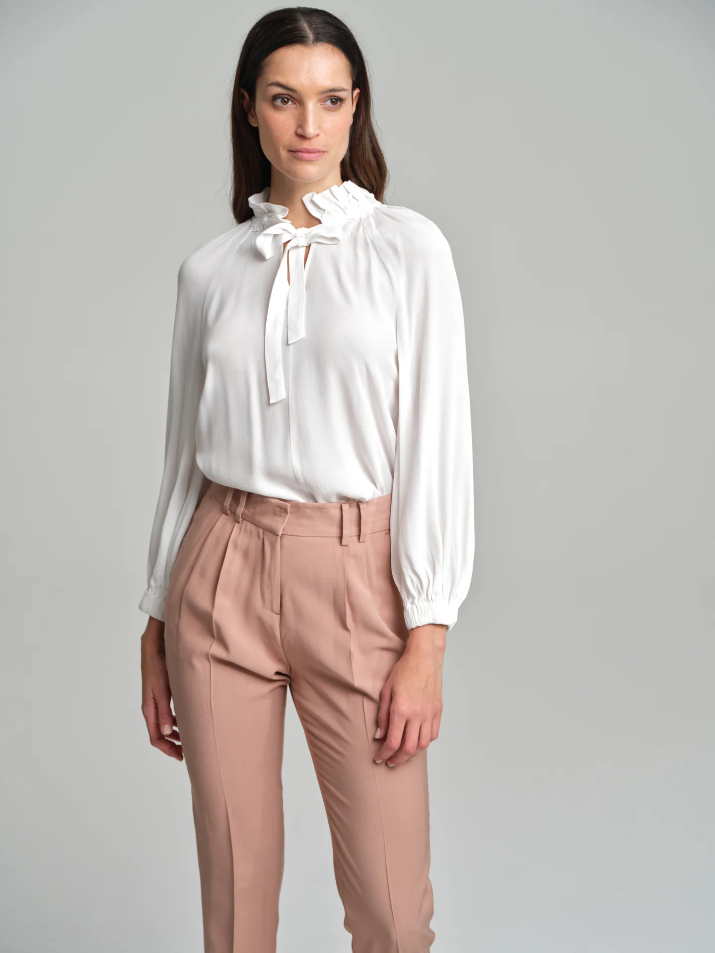 Blouse with flower apliqué on neckline - Image 4