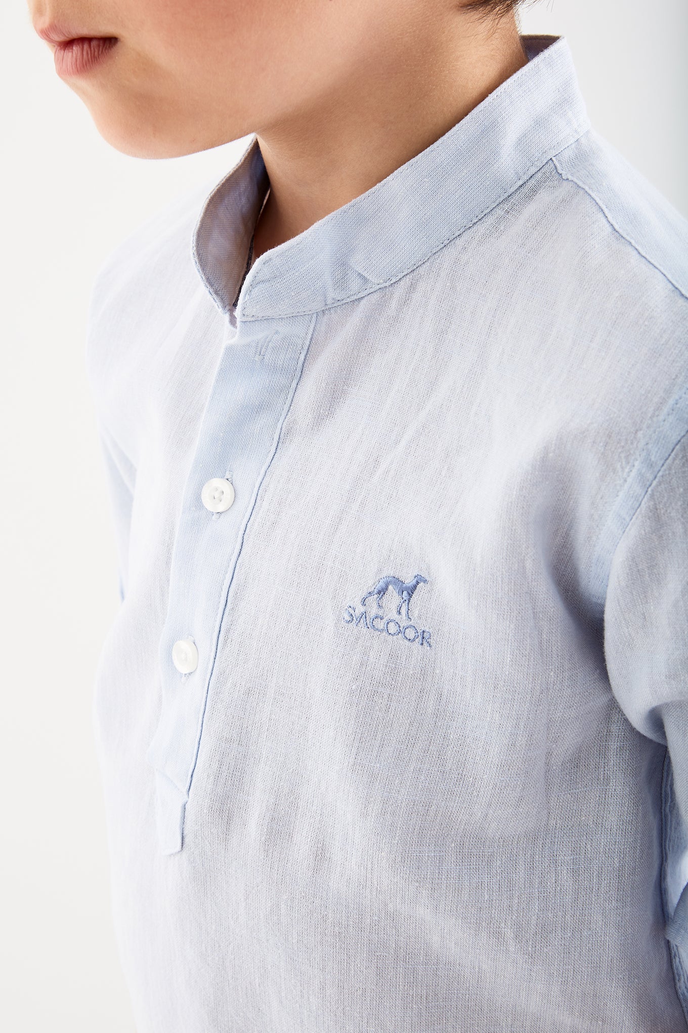 Boys'Mandarin Collar Linen Shirt - Image 4