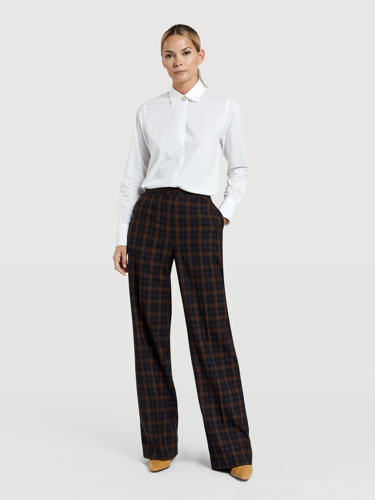 Check wide leg trousers - Image 2