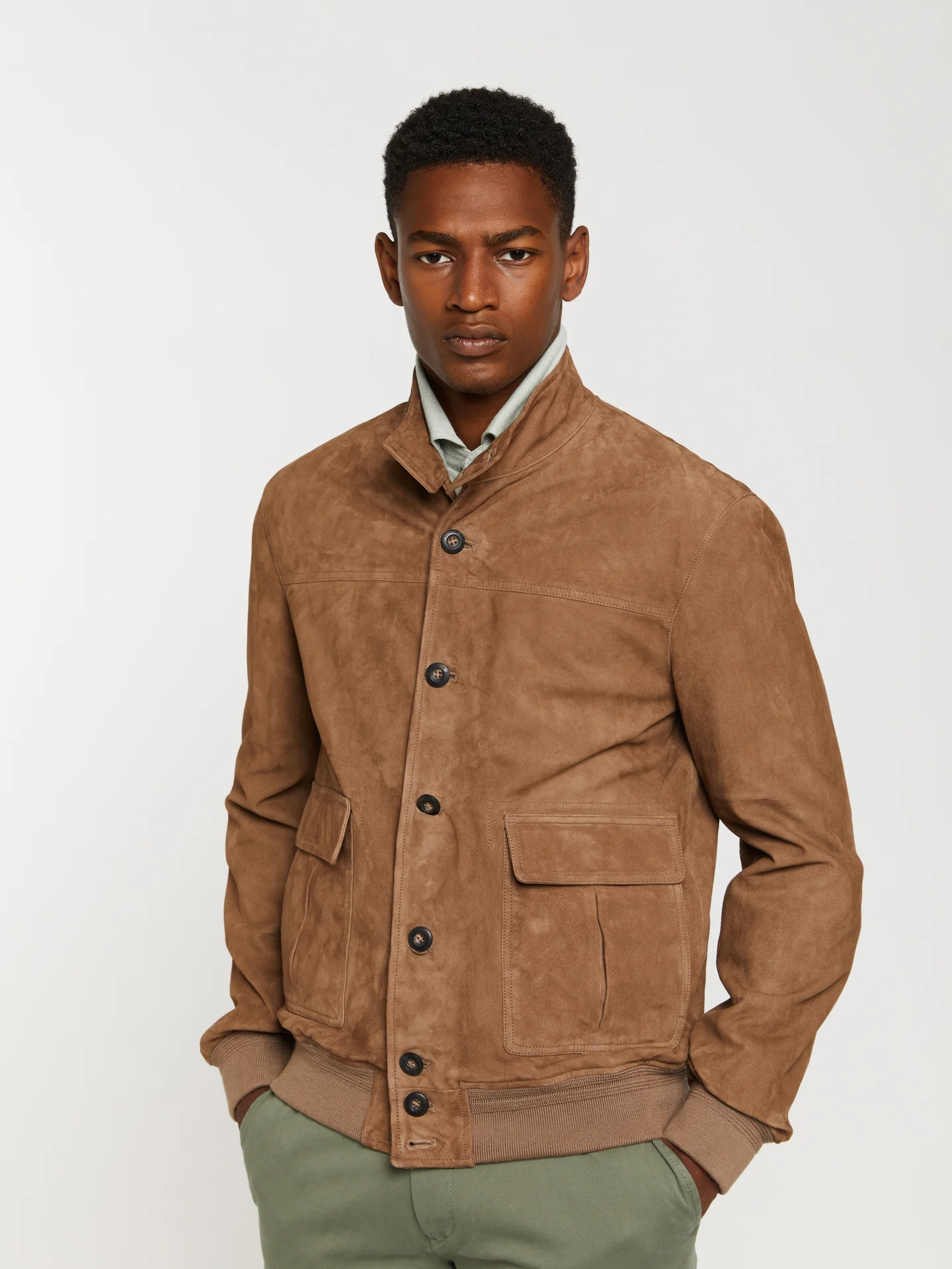 Chrome-free suede bomber jacket - Image 2