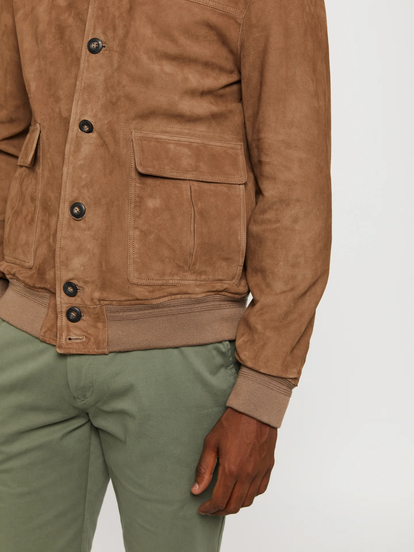 Chrome-free suede bomber jacket - Image 3
