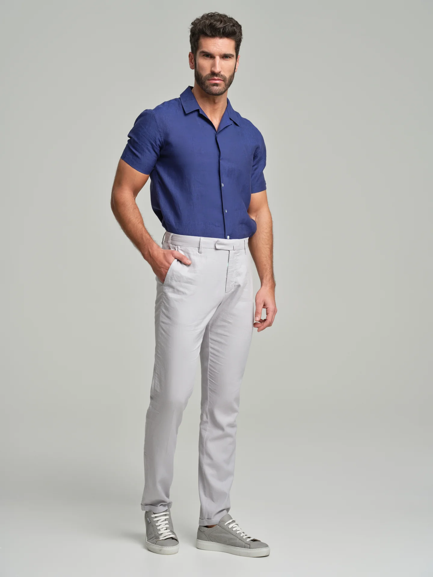 Comfort linen chino trousers - Image 4