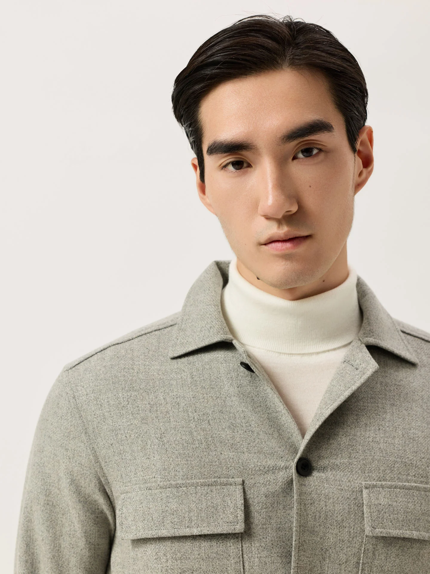 Comfort Wool Flannel Overshirt With Patch Pockets - Image 3