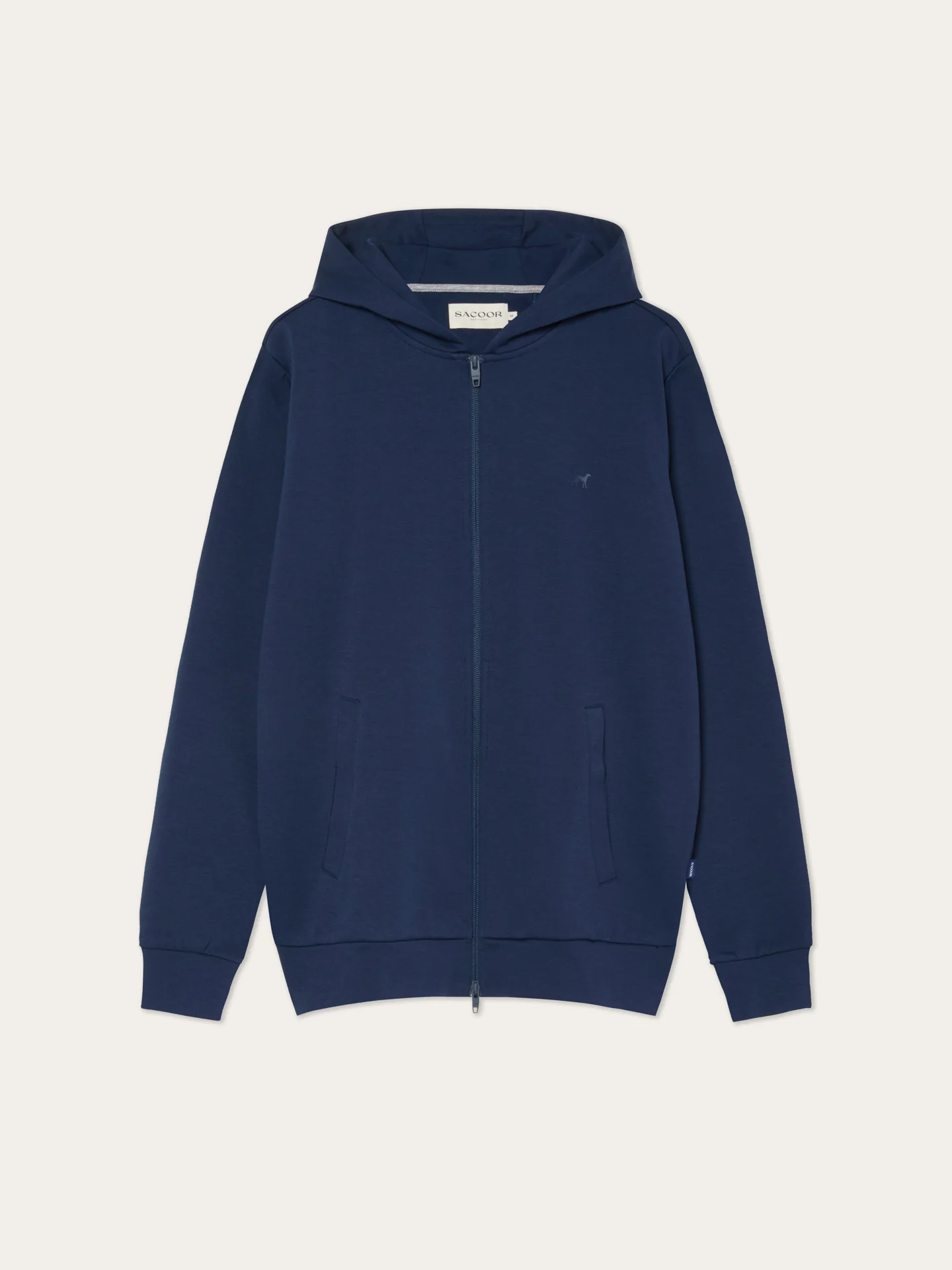 Cotton Fleece Zip Hoodie With Chest Logo Print - Image 5