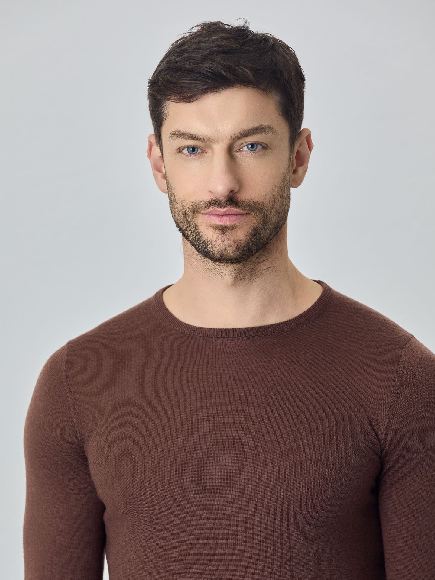 Crew Neck Sweater With Long Sleeves In Extra Fine Merino Wool - Image 4