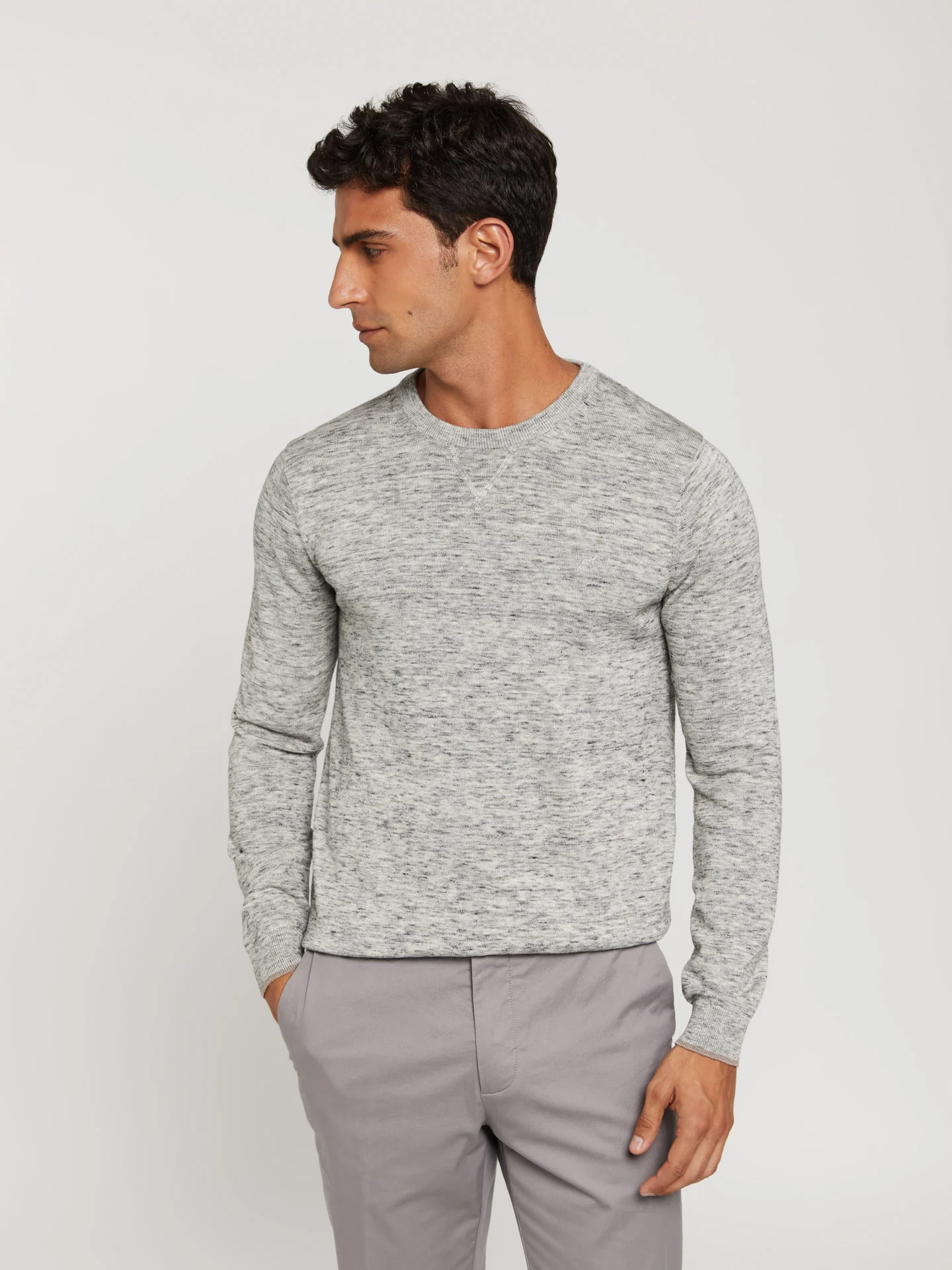 Crew neck sweater with space dye effect - Image 7