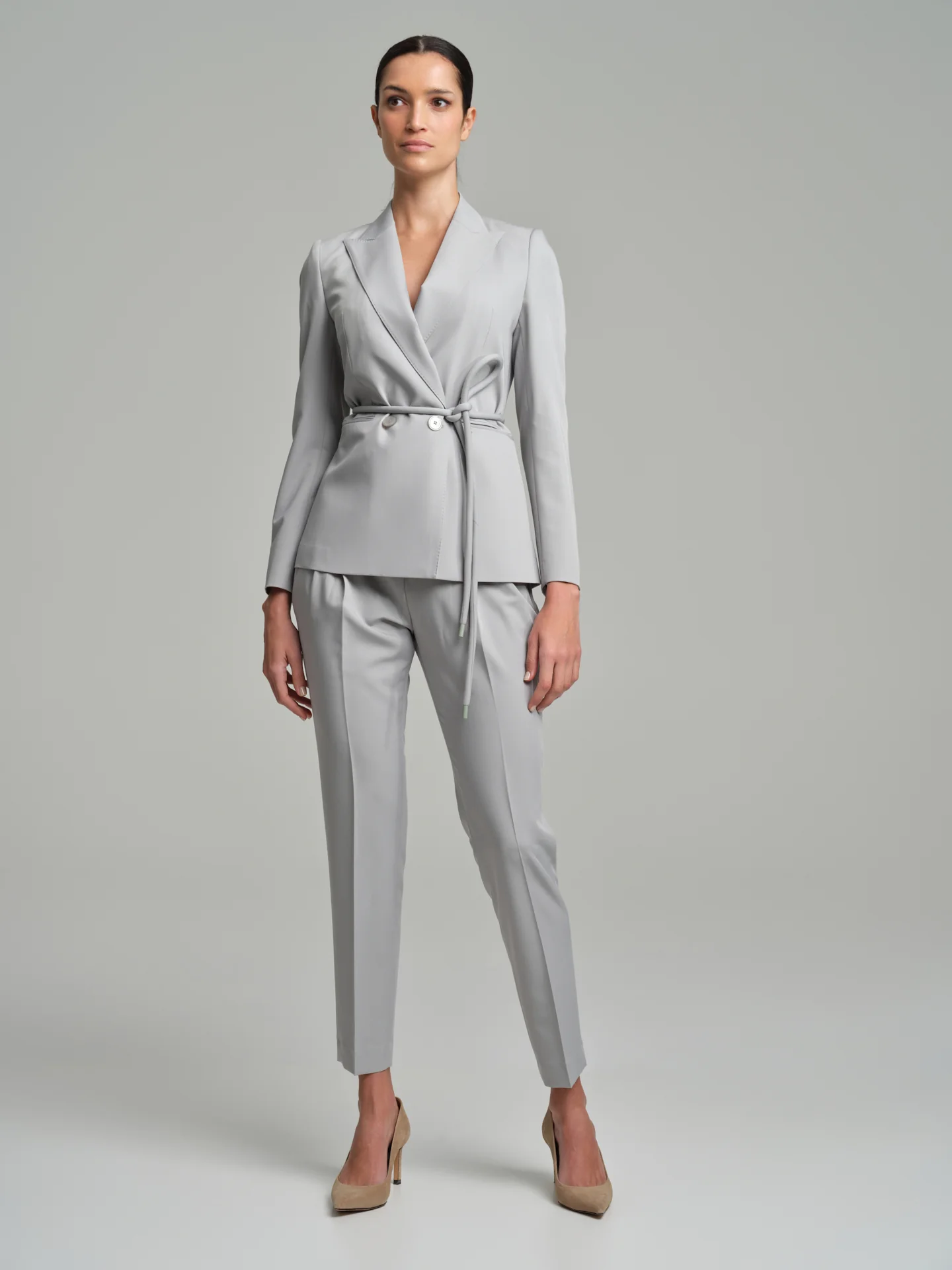 Double-breasted blazer with matching cord belt - Image 2