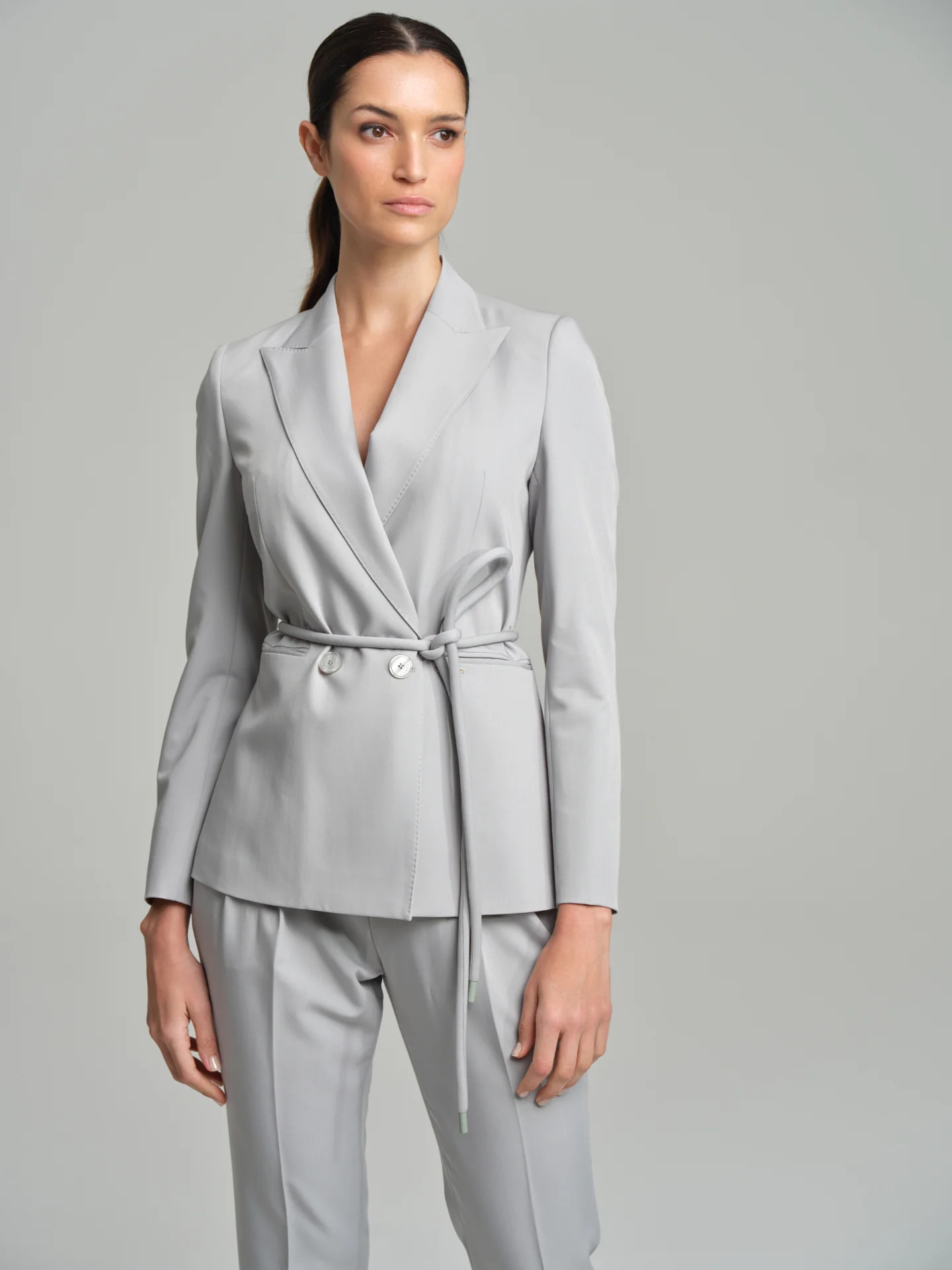 Double-breasted blazer with matching cord belt - Image 3