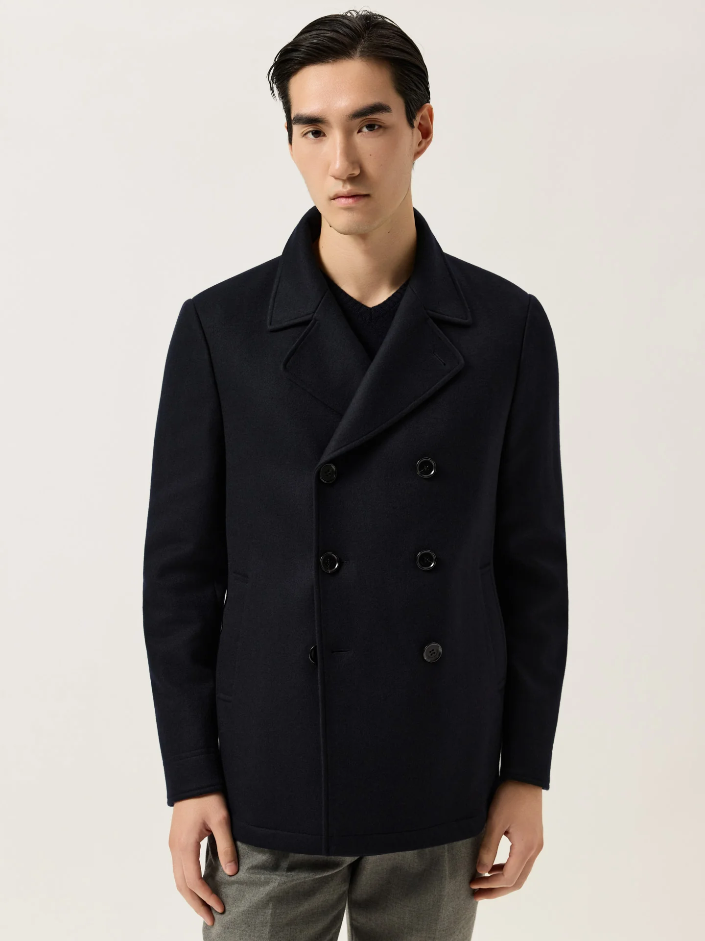 Double-Breasted Peacoat In Wool Blend
