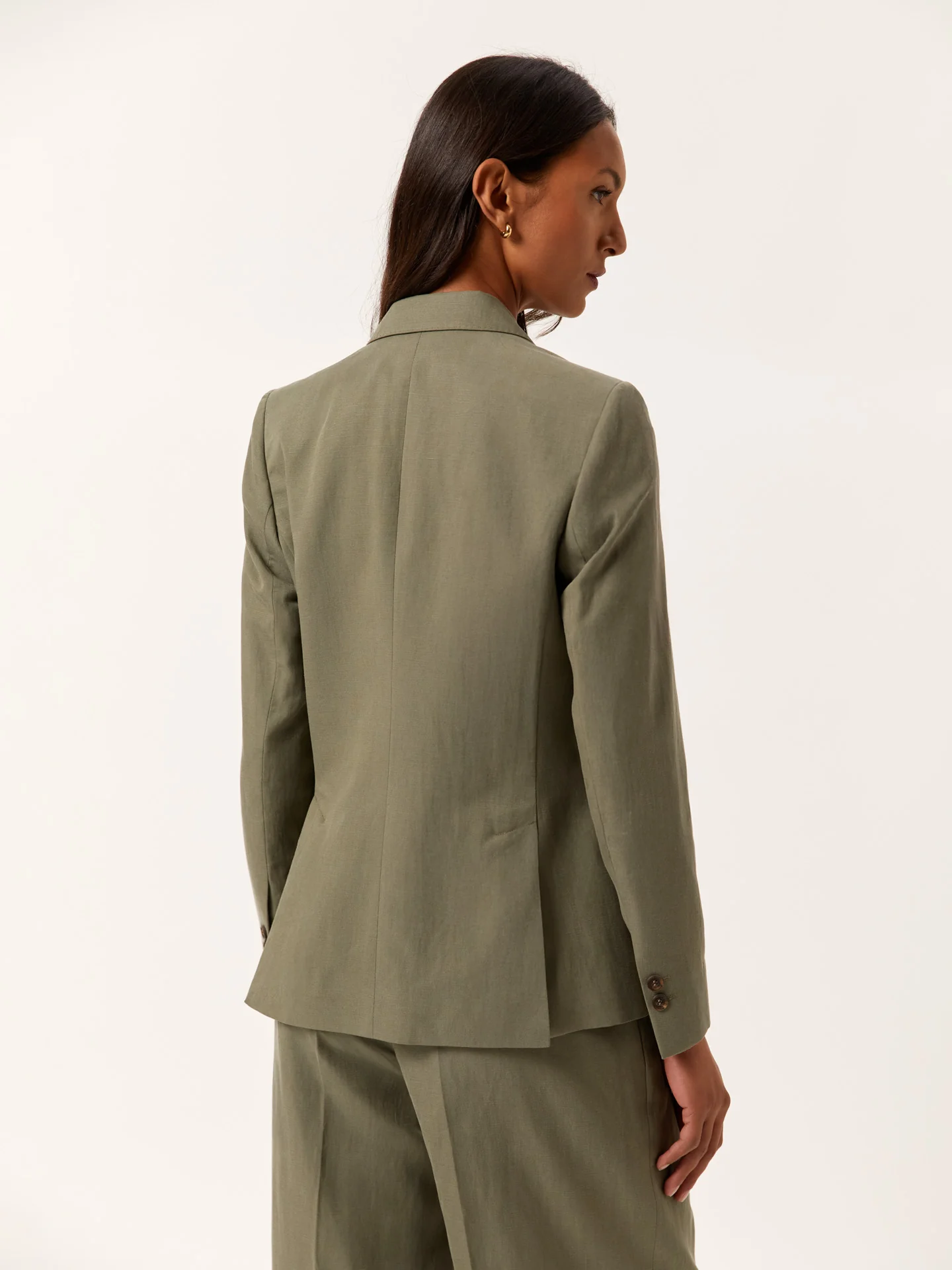 Double-Breasted Suit Blazer In Lyocell Linen & Cotton Blend - Image 5