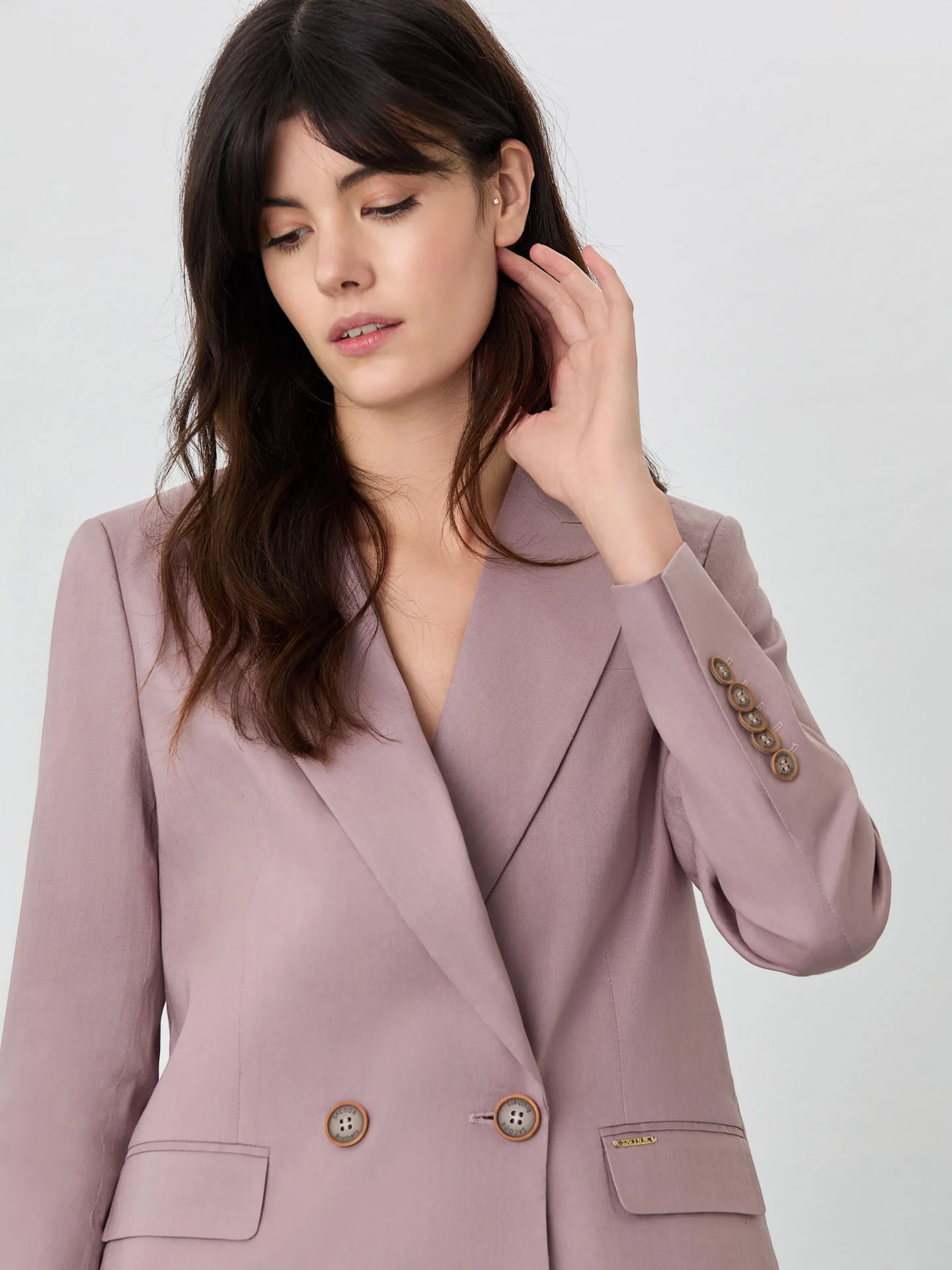 Double-Breasted Suit Blazer In Viscose Linen Blend - Image 2
