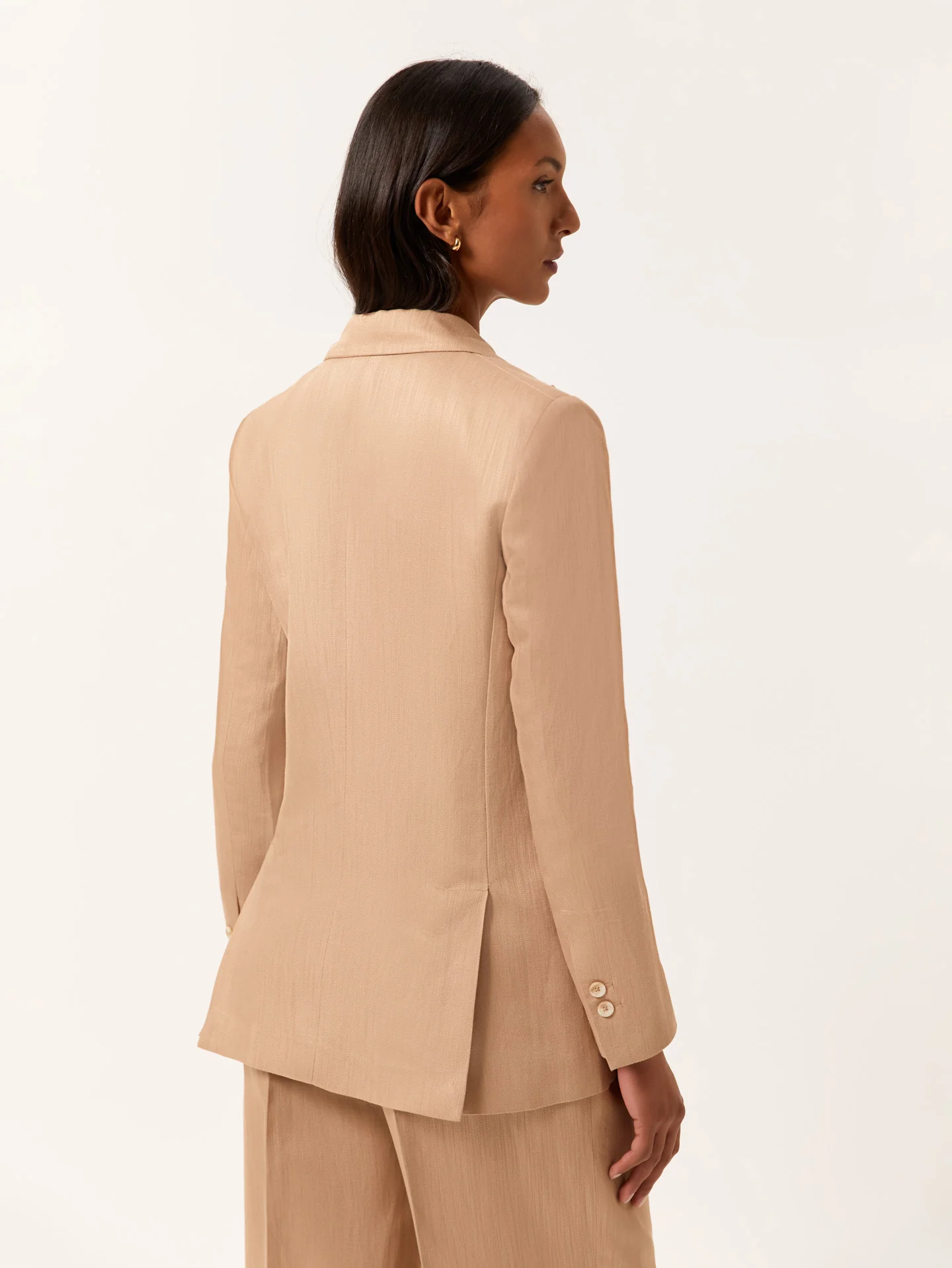 Double-Breasted Suit Blazer In Viscose & Linen Blend - Image 4