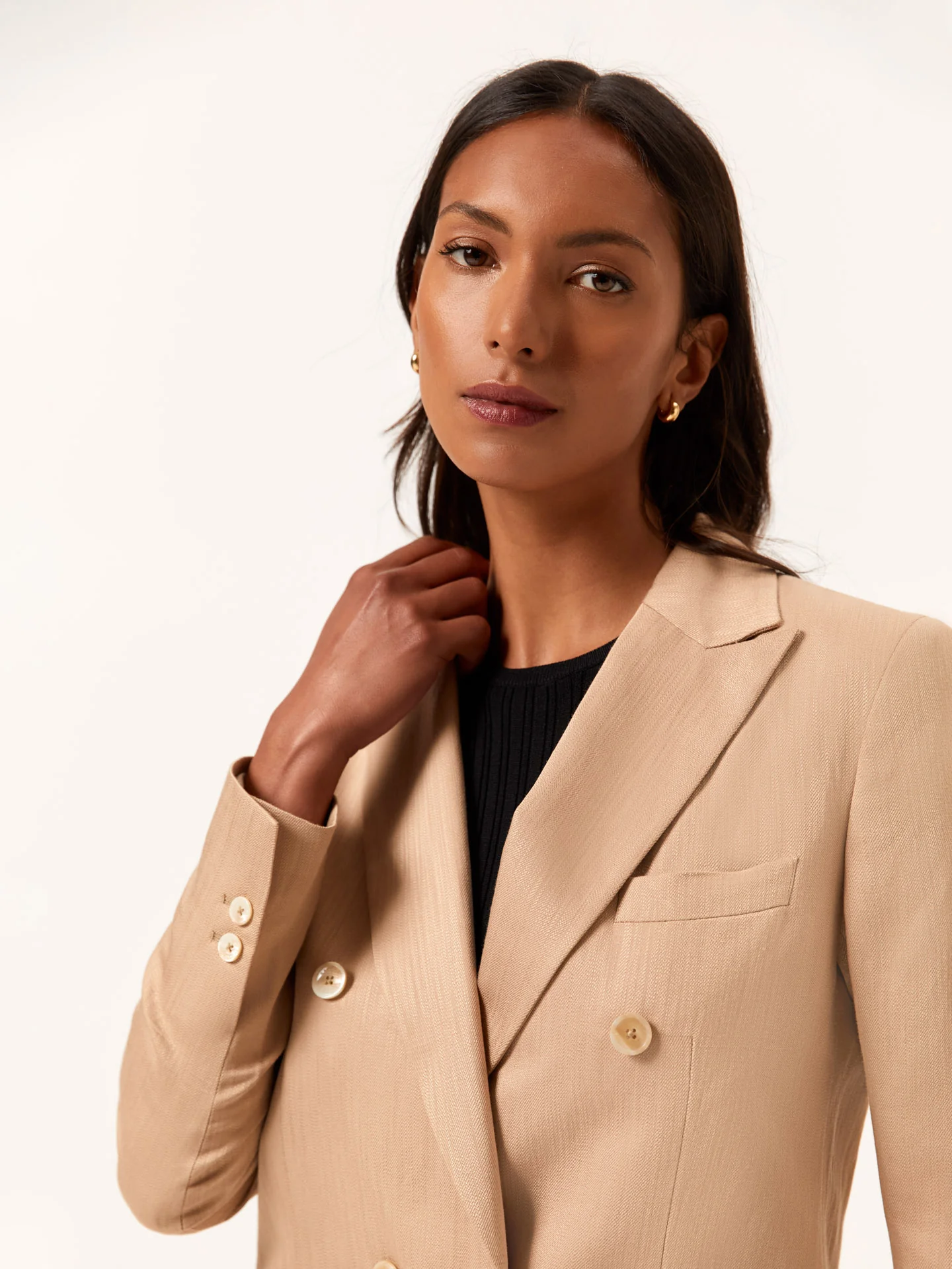 Double-Breasted Suit Blazer In Viscose & Linen Blend - Image 5