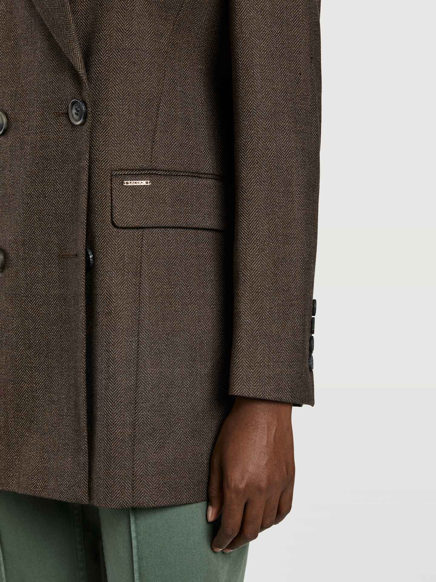 Double-breasted Wool and Cotton Blend Coat - Image 2