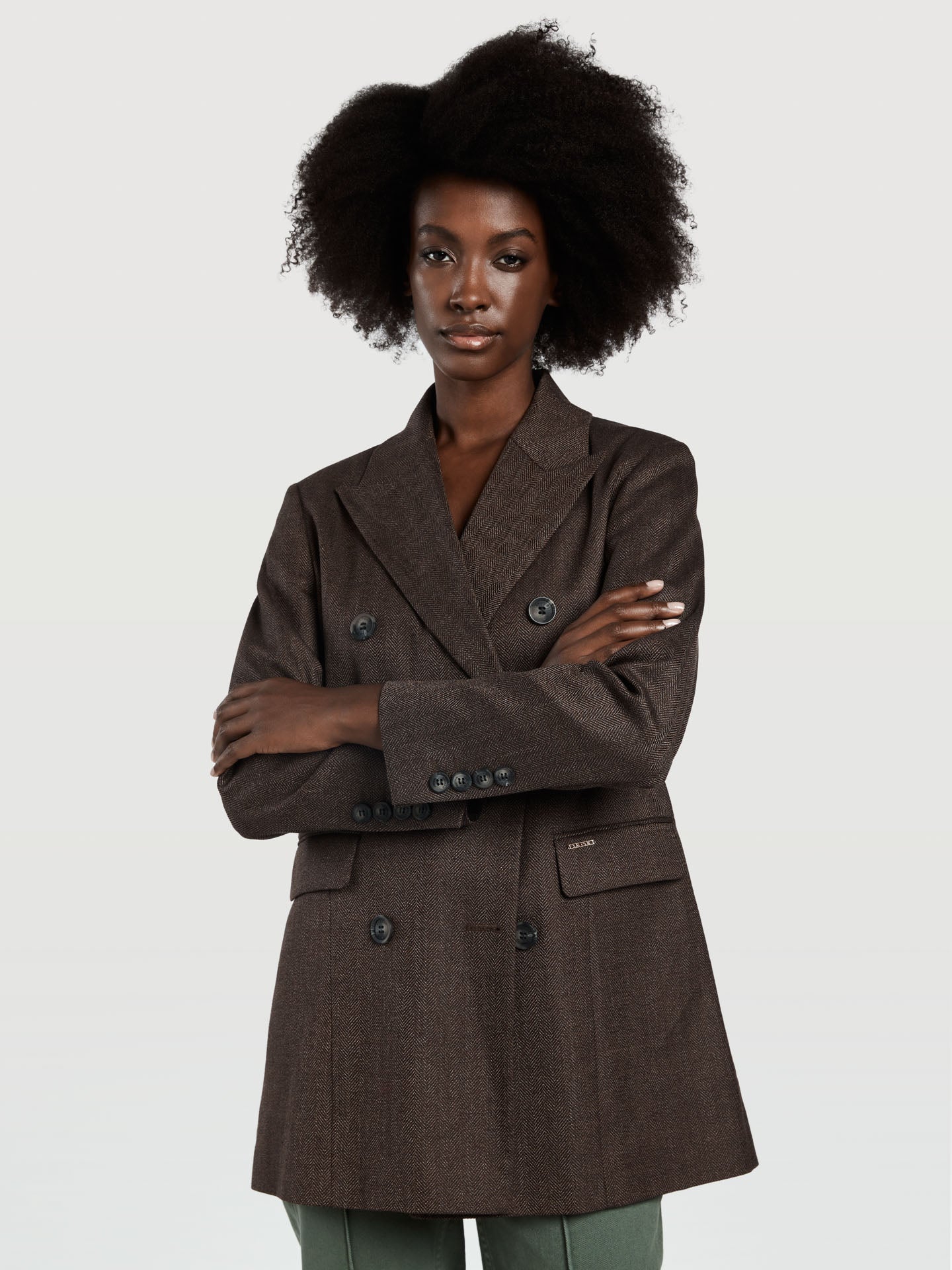 Double-breasted Wool and Cotton Blend Coat - Image 3
