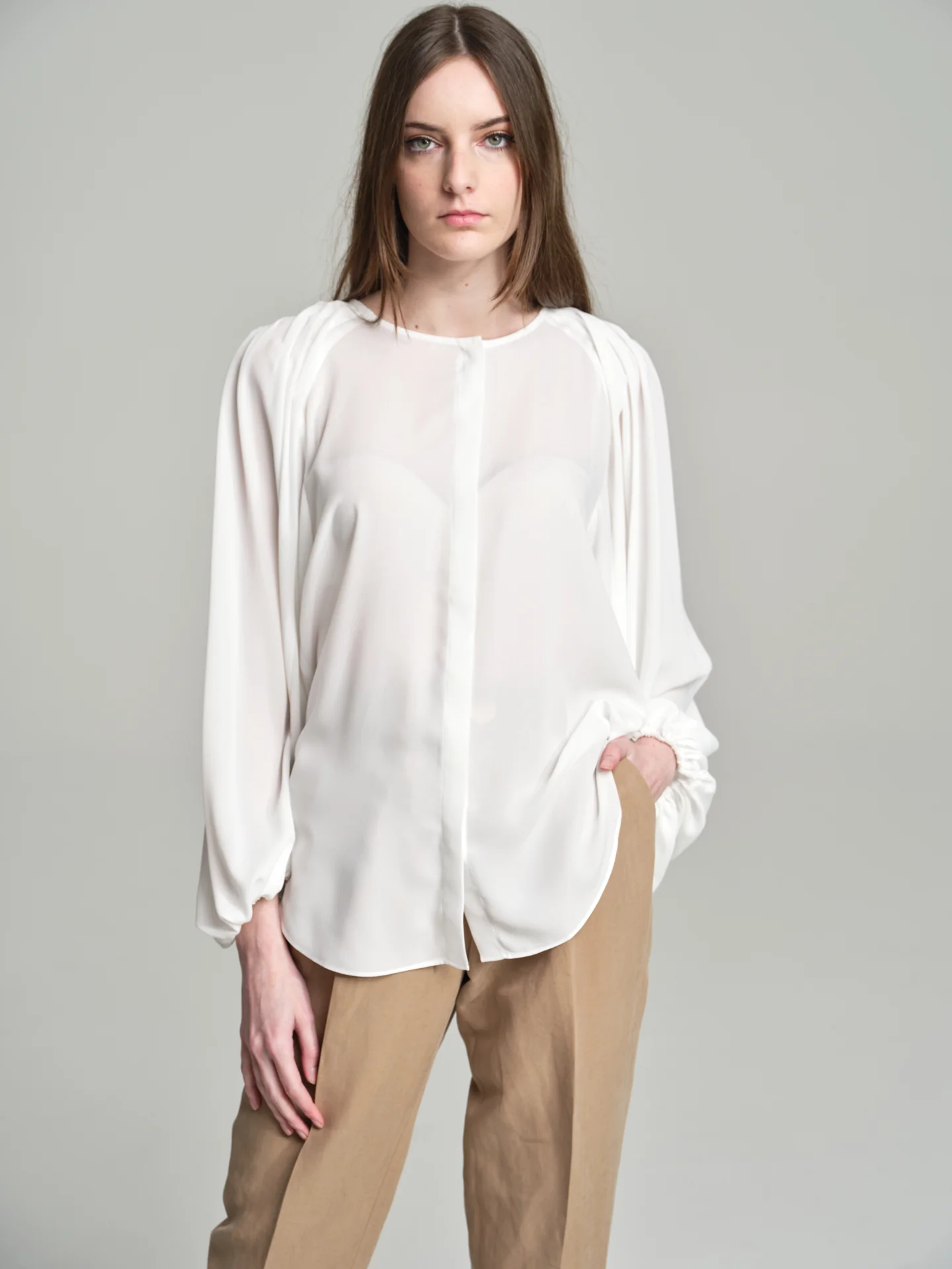 Fancy blouse with pleated detail - Image 2
