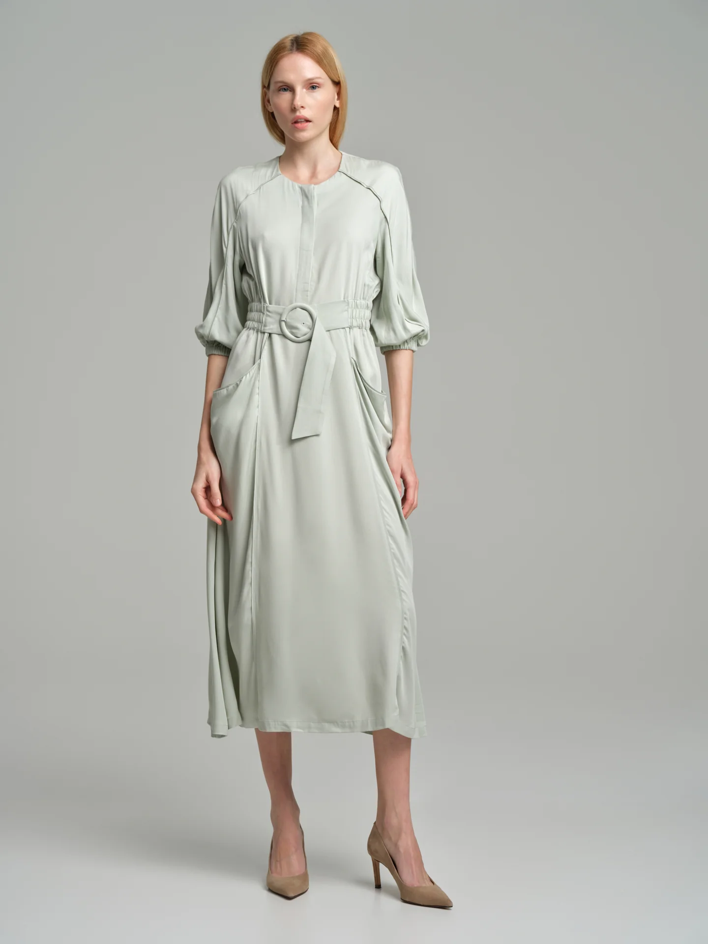 Fancy-buckled long dress