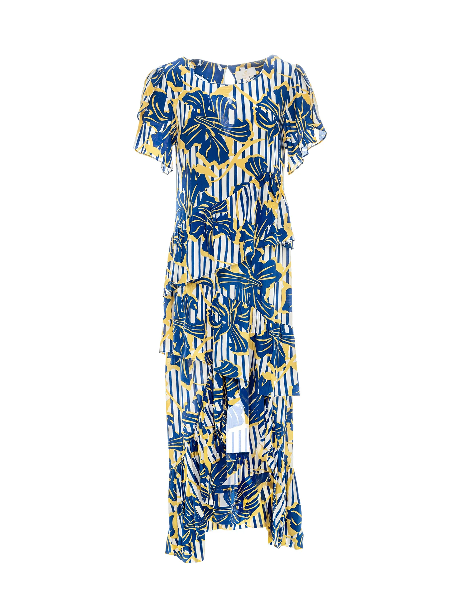 Floral Print Dress In Viscose And Lenzing Blend With Ruffles
