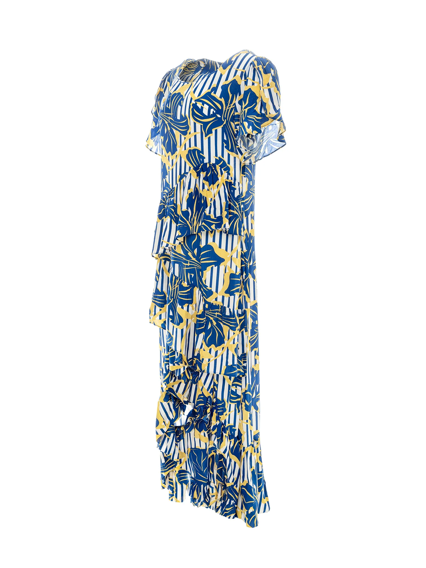 Floral Print Dress In Viscose And Lenzing Blend With Ruffles - Image 3