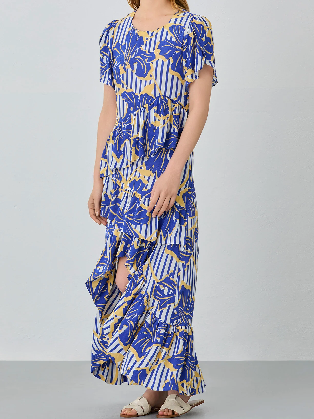 Floral Print Dress In Viscose And Lenzing Blend With Ruffles - Image 6