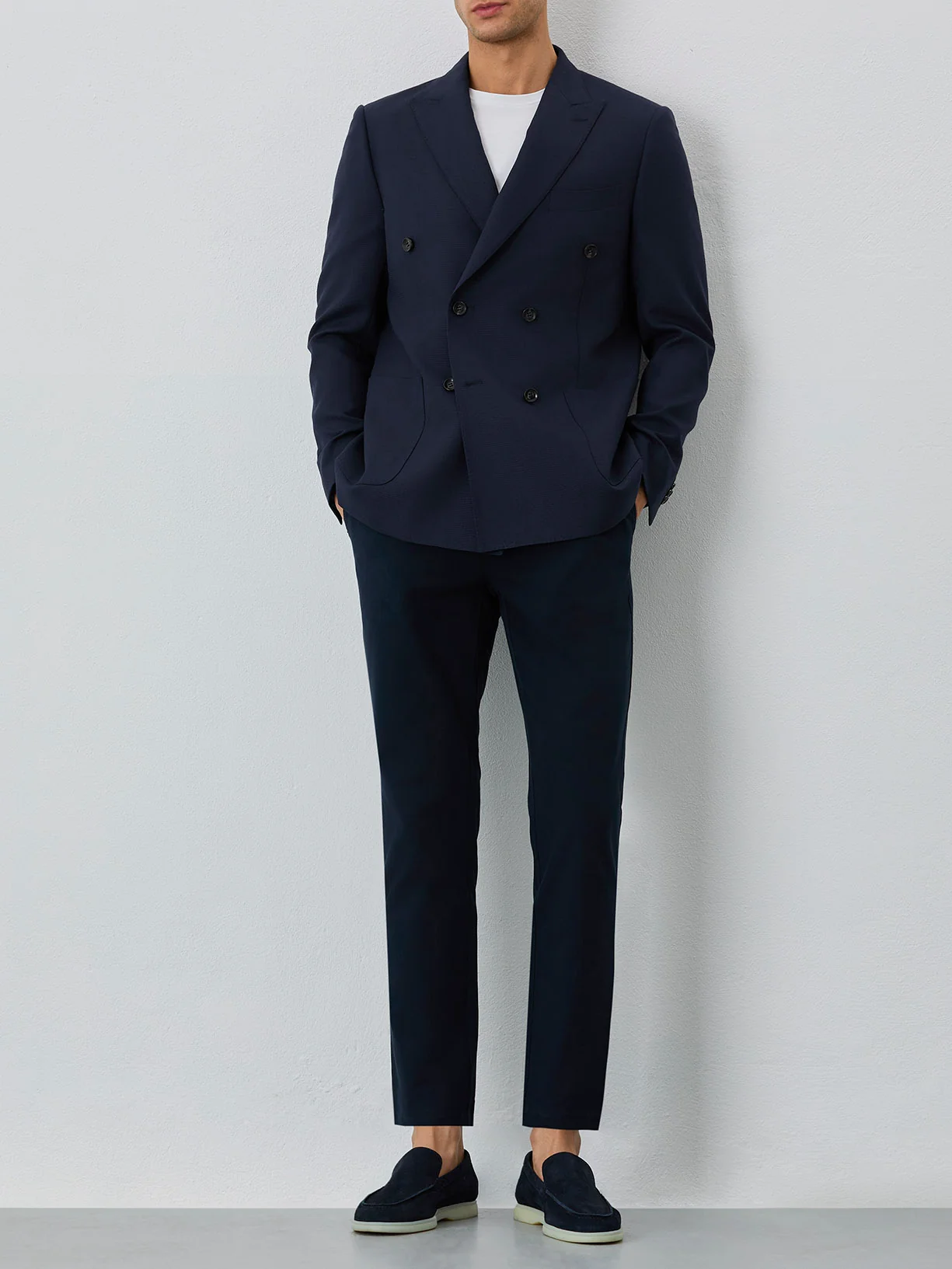 Half-canvas Blazer With Patch Pockets In Wool Blend