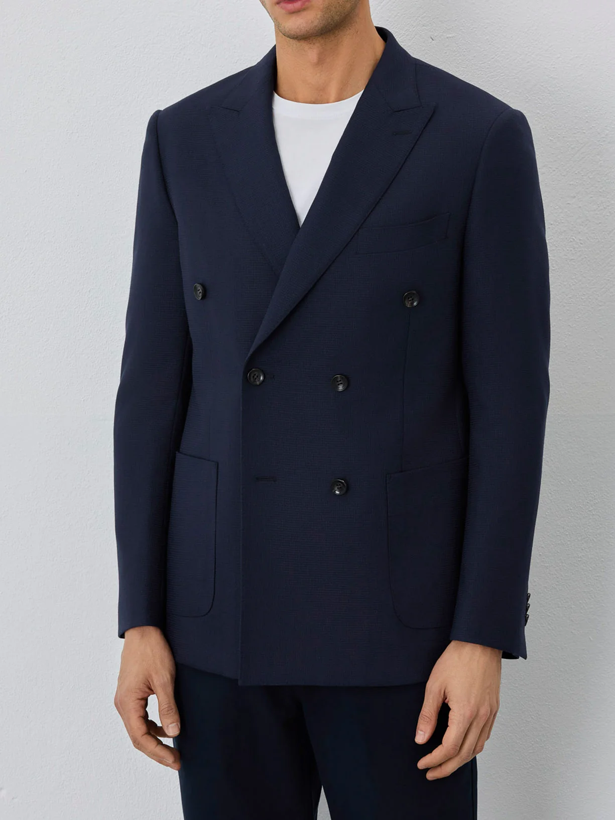 Half-canvas Blazer With Patch Pockets In Wool Blend - Image 2