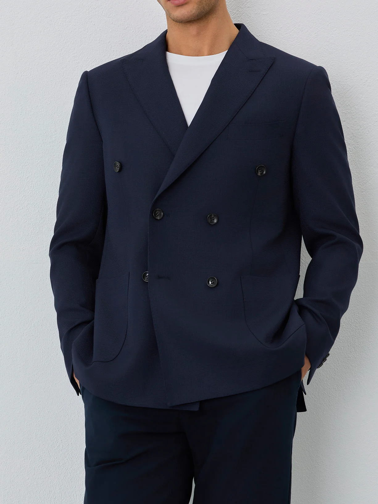 Half-canvas Blazer With Patch Pockets In Wool Blend - Image 3