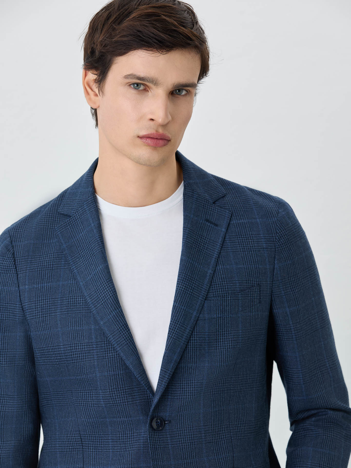 Half-canvas Prince Of Wales Blazer In Linen Blend - Image 3