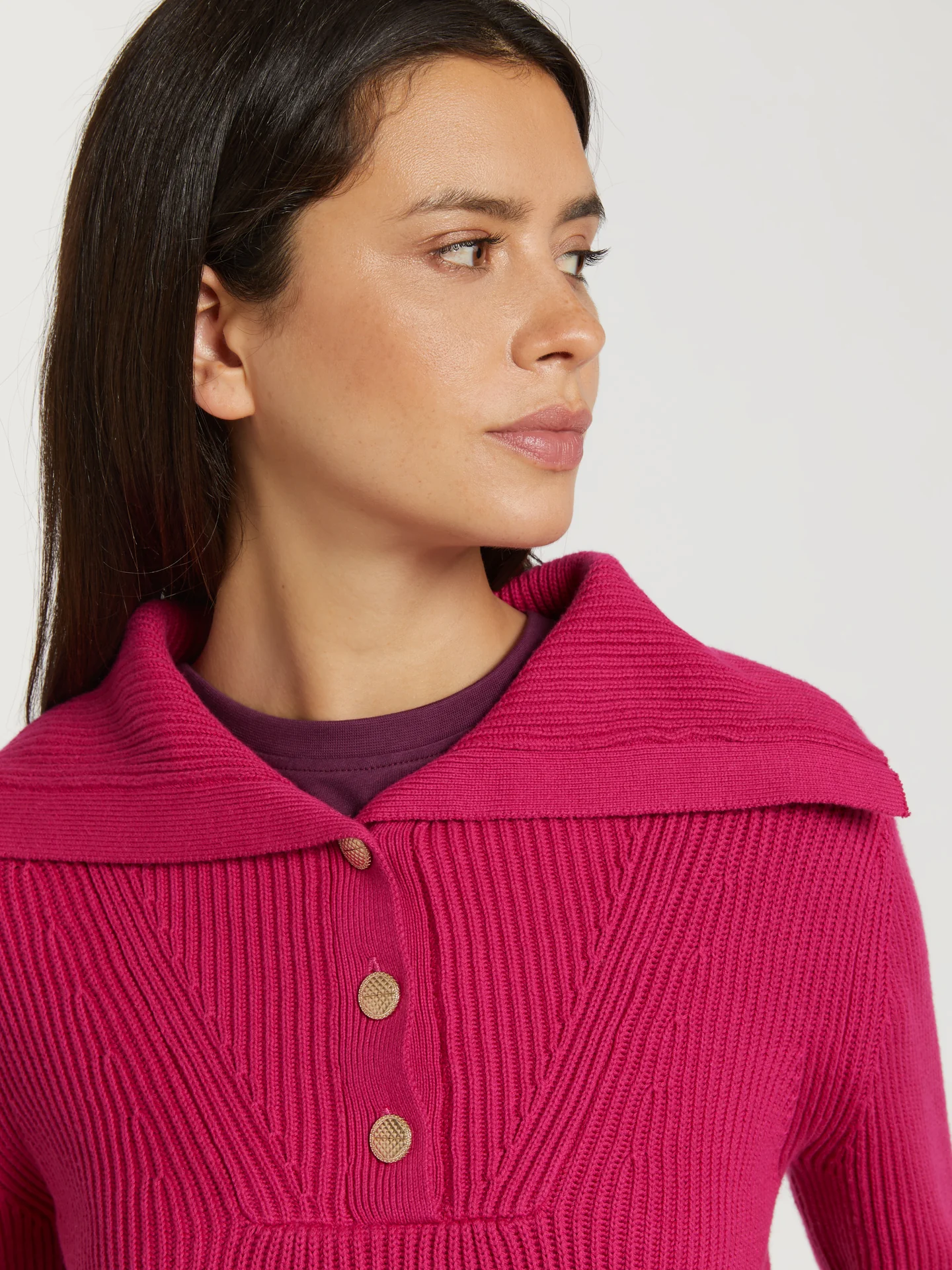 Half placket sweater with snaps - Image 2