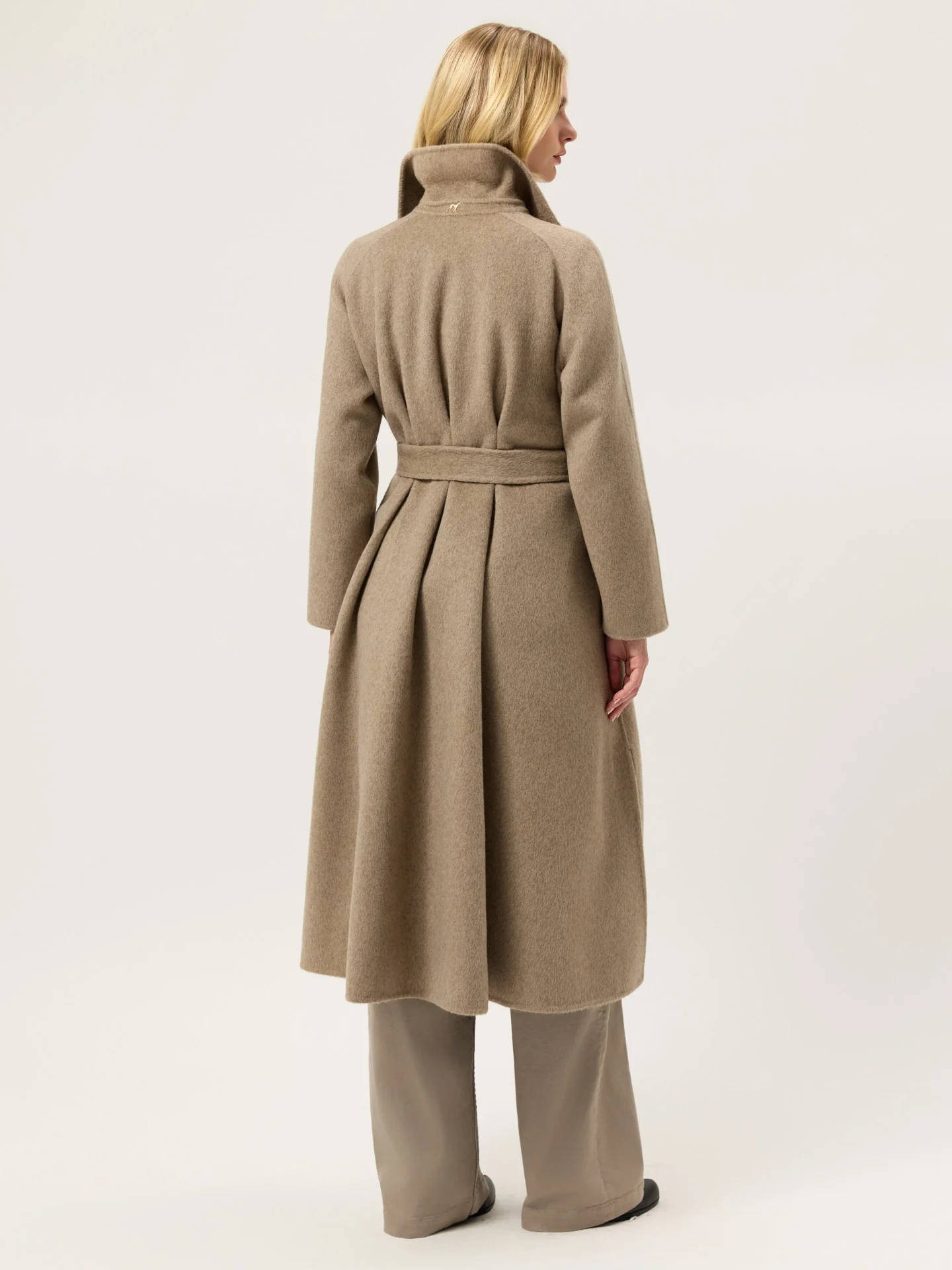 Handmade Overcoat In Wool and Tencel Blend With Belt - Image 2