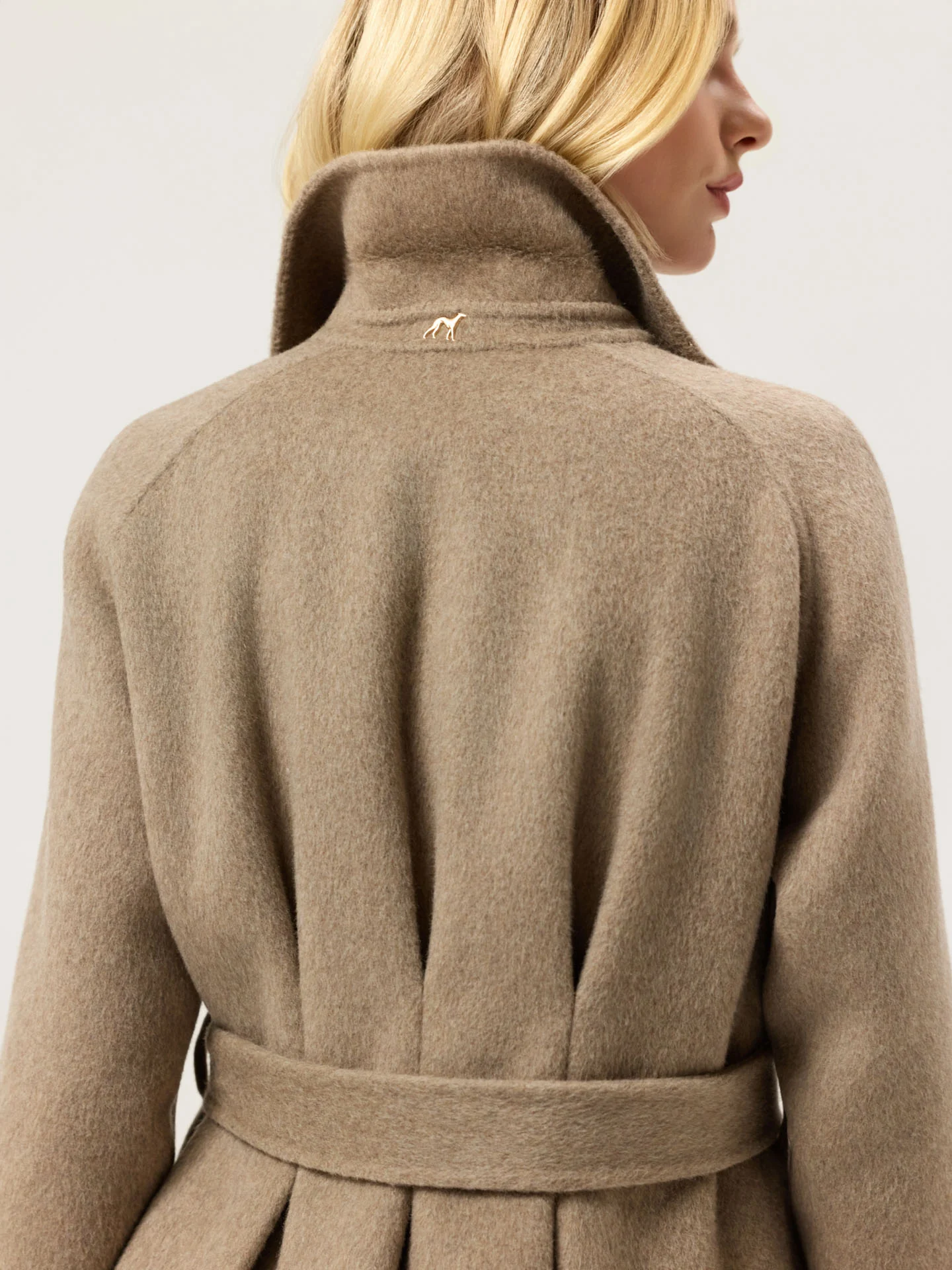 Handmade Overcoat In Wool and Tencel Blend With Belt - Image 4