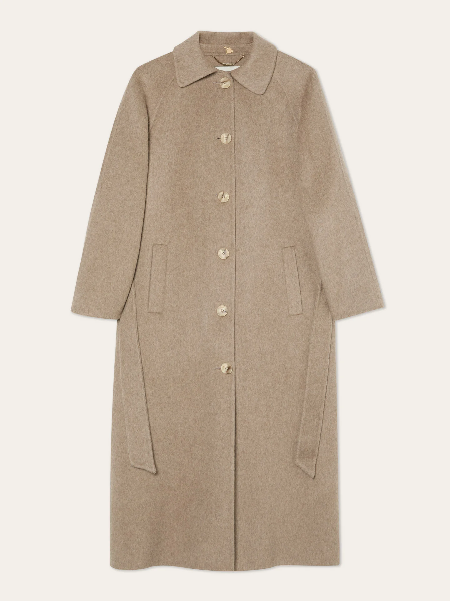 Handmade Overcoat In Wool and Tencel Blend With Belt - Image 6