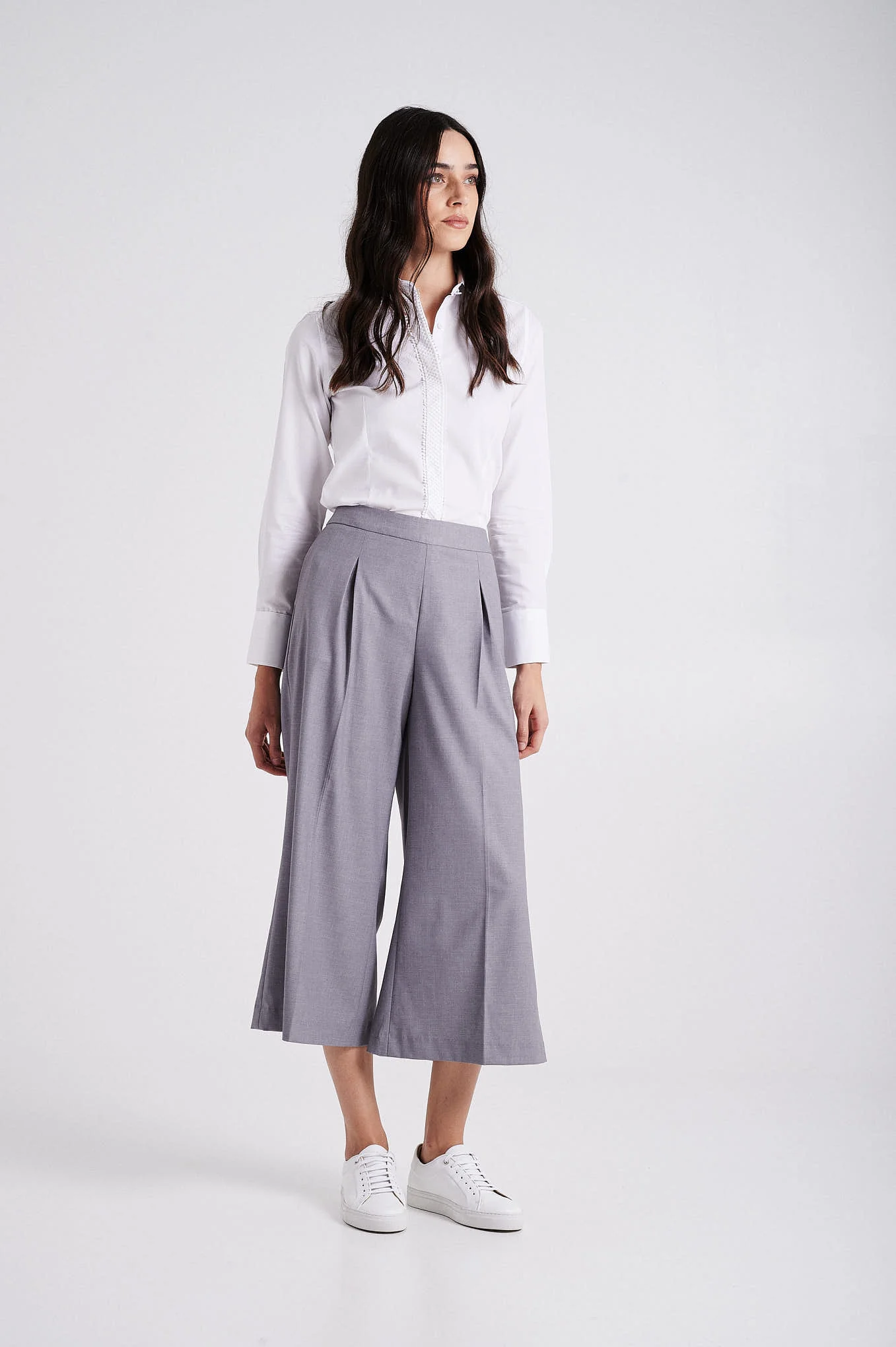 High waist cropped classic trousers