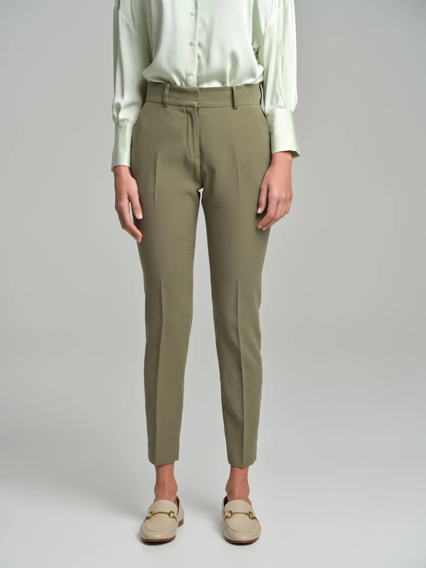 High waist straight leg pleated trousers - Image 2