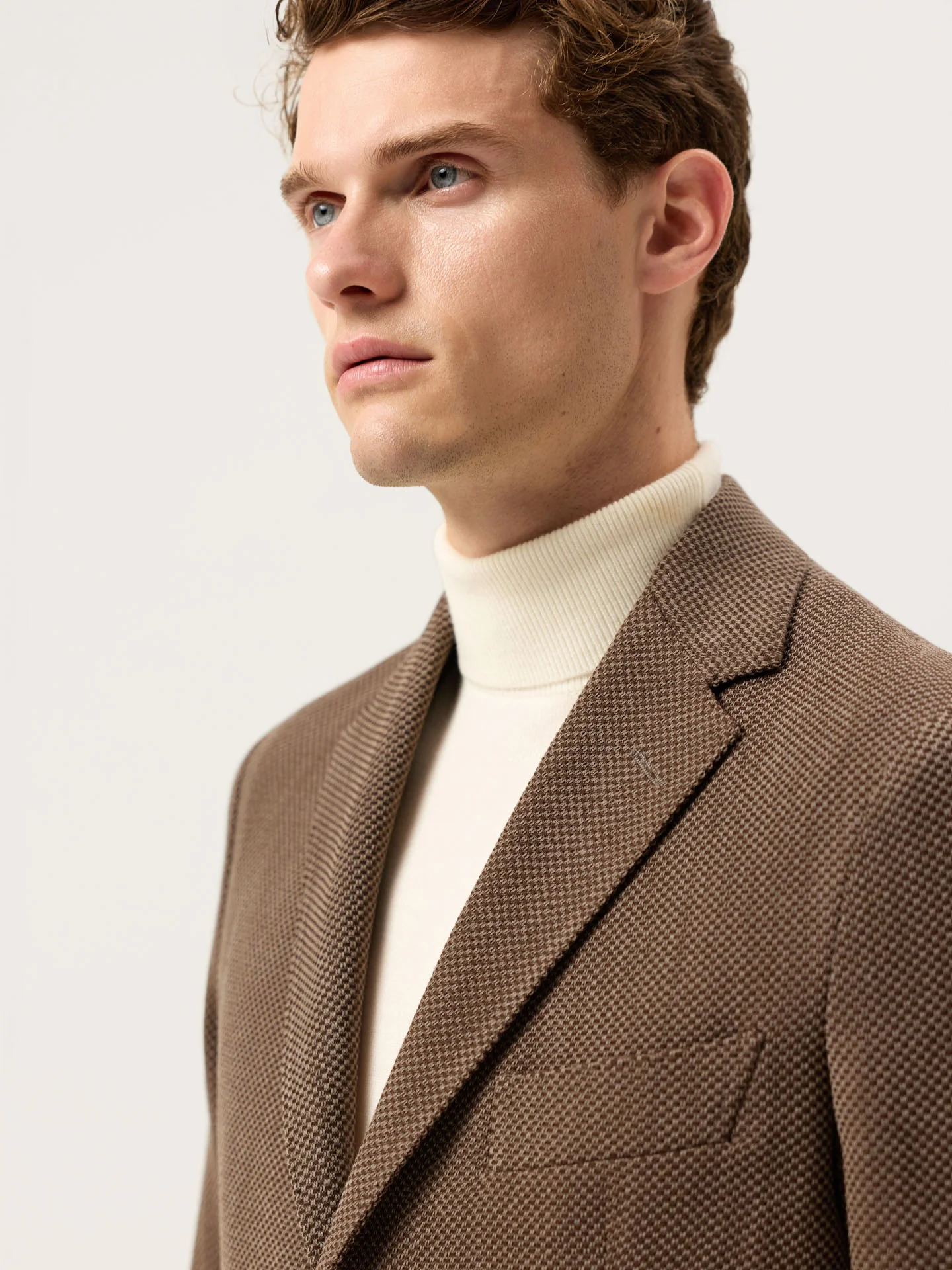 Italian Honeycomb Knit Blazer In Wool Stretch