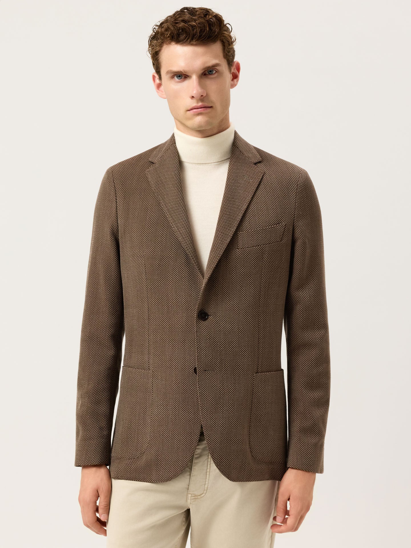 Italian Honeycomb Knit Blazer In Wool Stretch - Image 2
