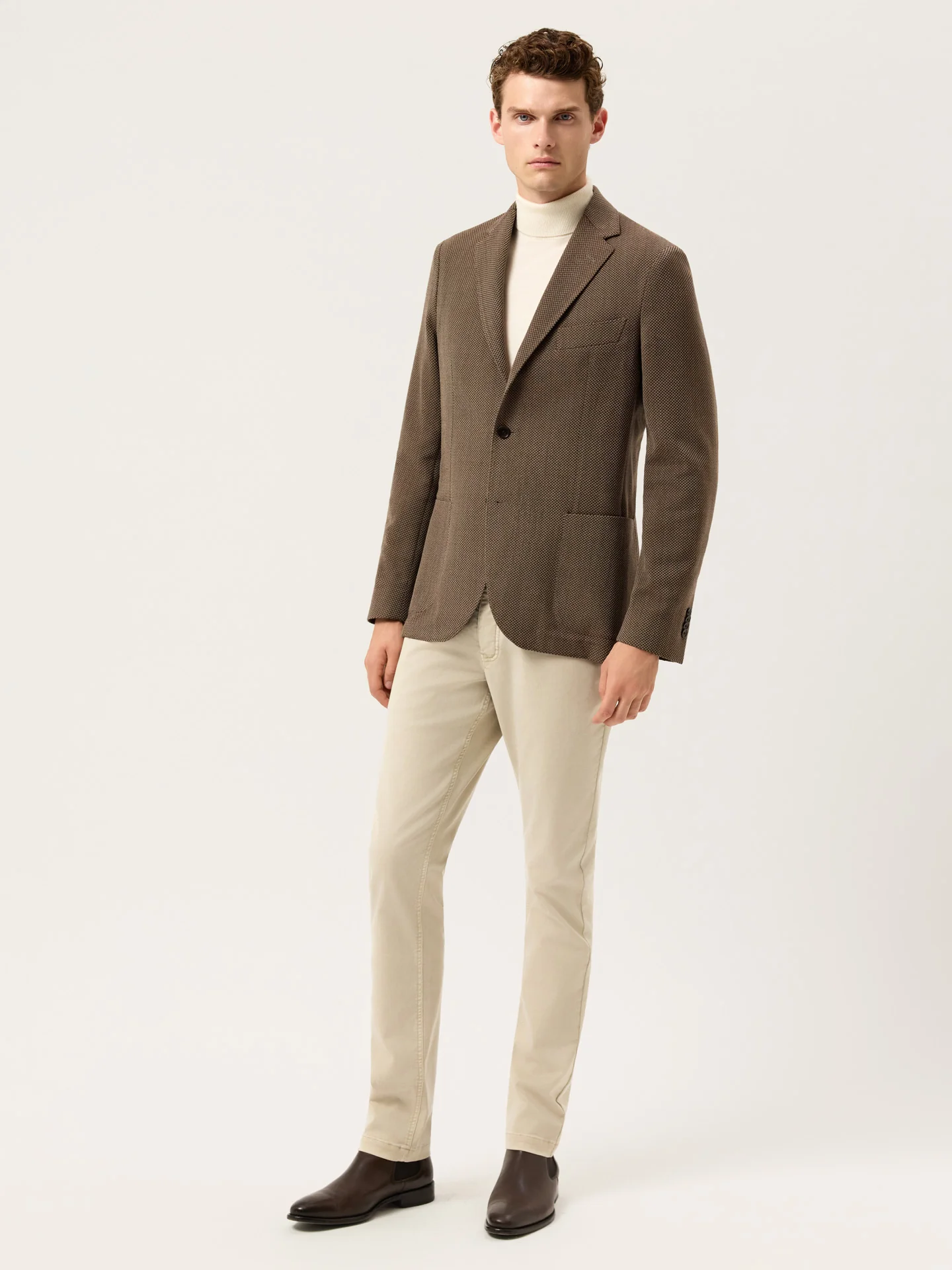 Italian Honeycomb Knit Blazer In Wool Stretch - Image 3