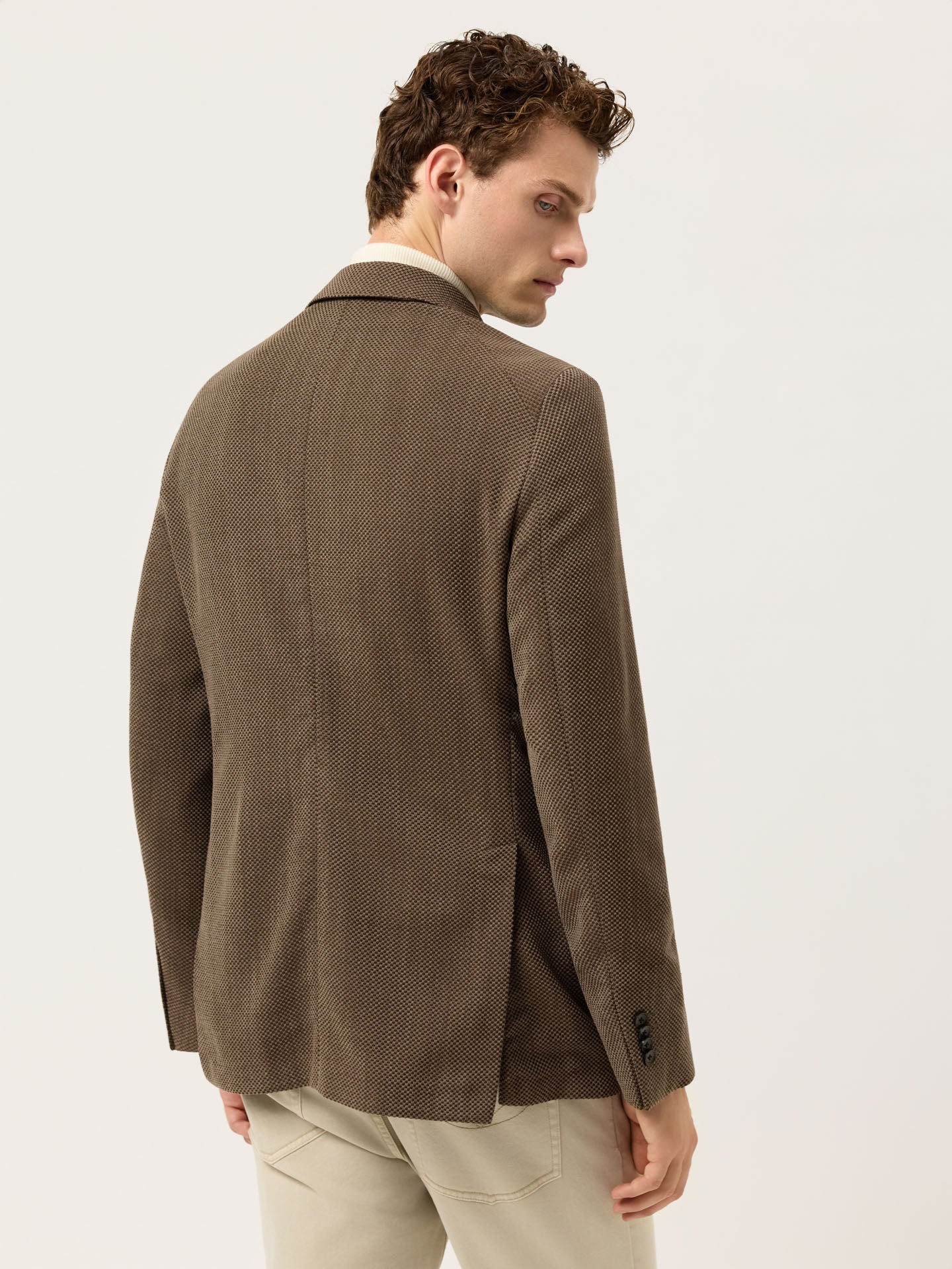 Italian Honeycomb Knit Blazer In Wool Stretch - Image 4