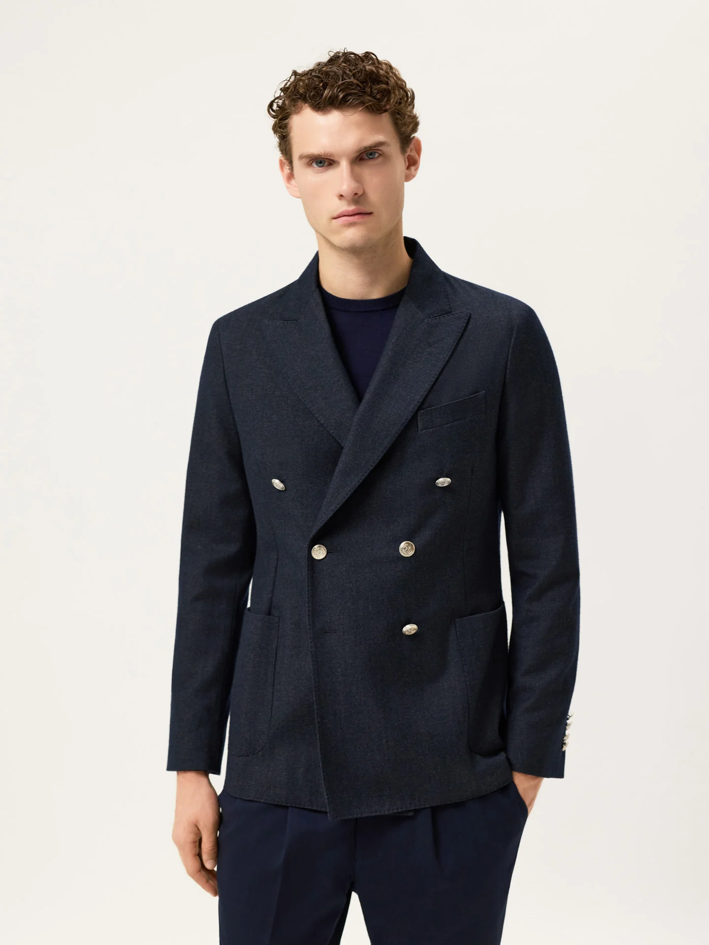 Italian Soft Flannel Double-Breasted Blazer - Image 2