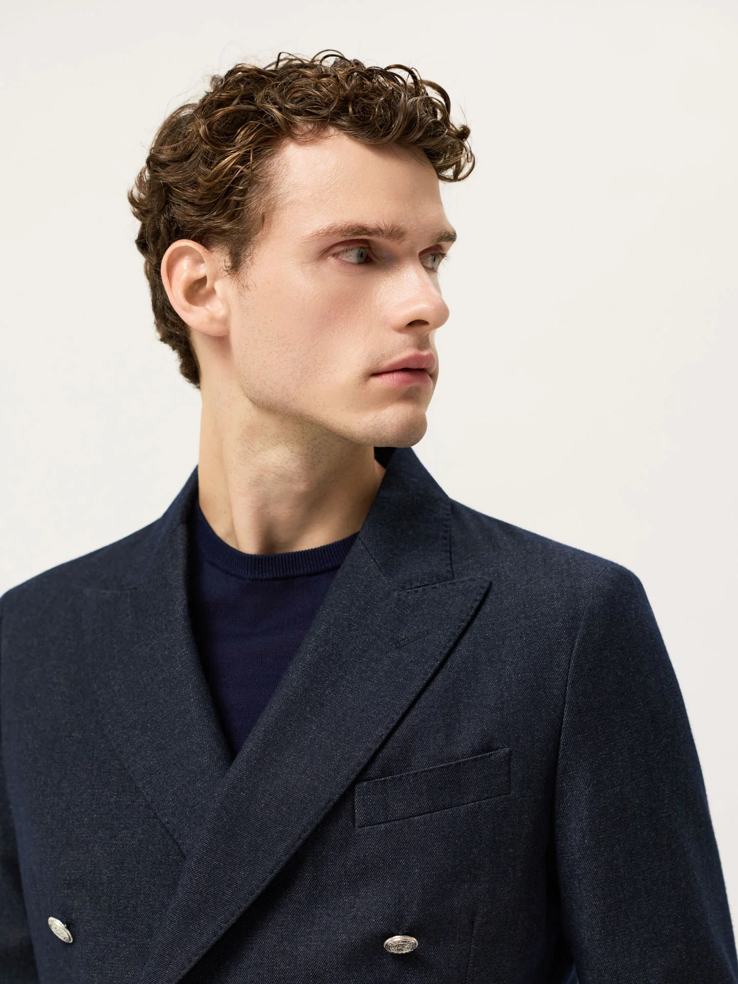 Italian Soft Flannel Double-Breasted Blazer - Image 3