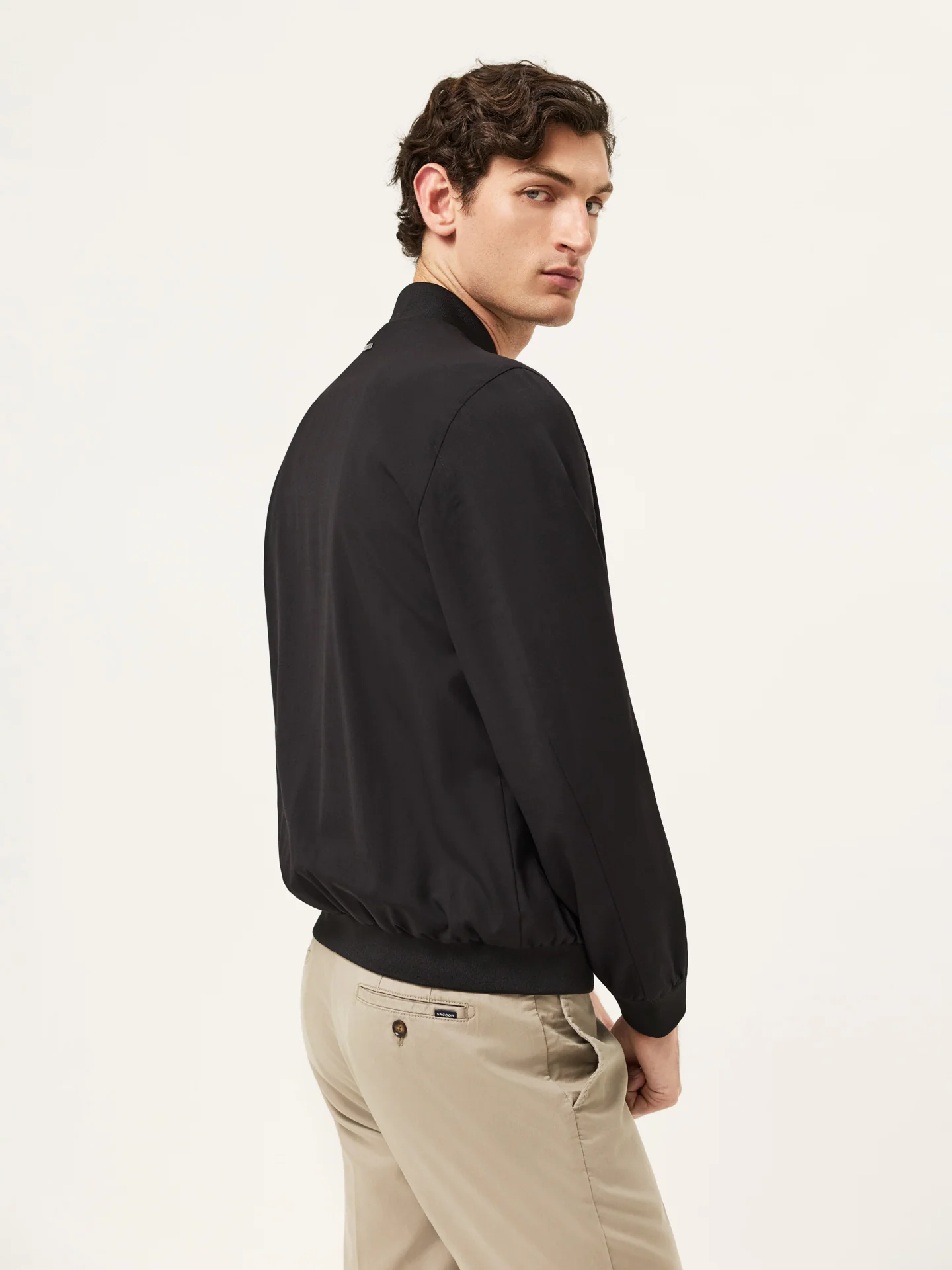 Knitted-Collar Wool Bomber Jacket - Image 3