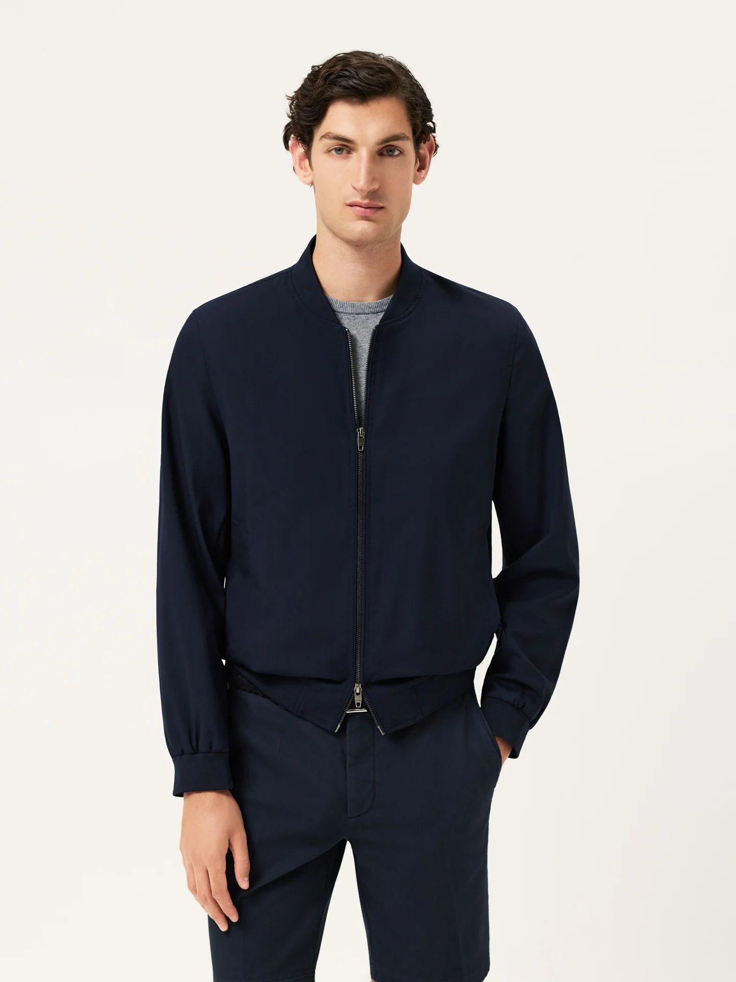 Knitted-Collar Wool Bomber Jacket - Image 8