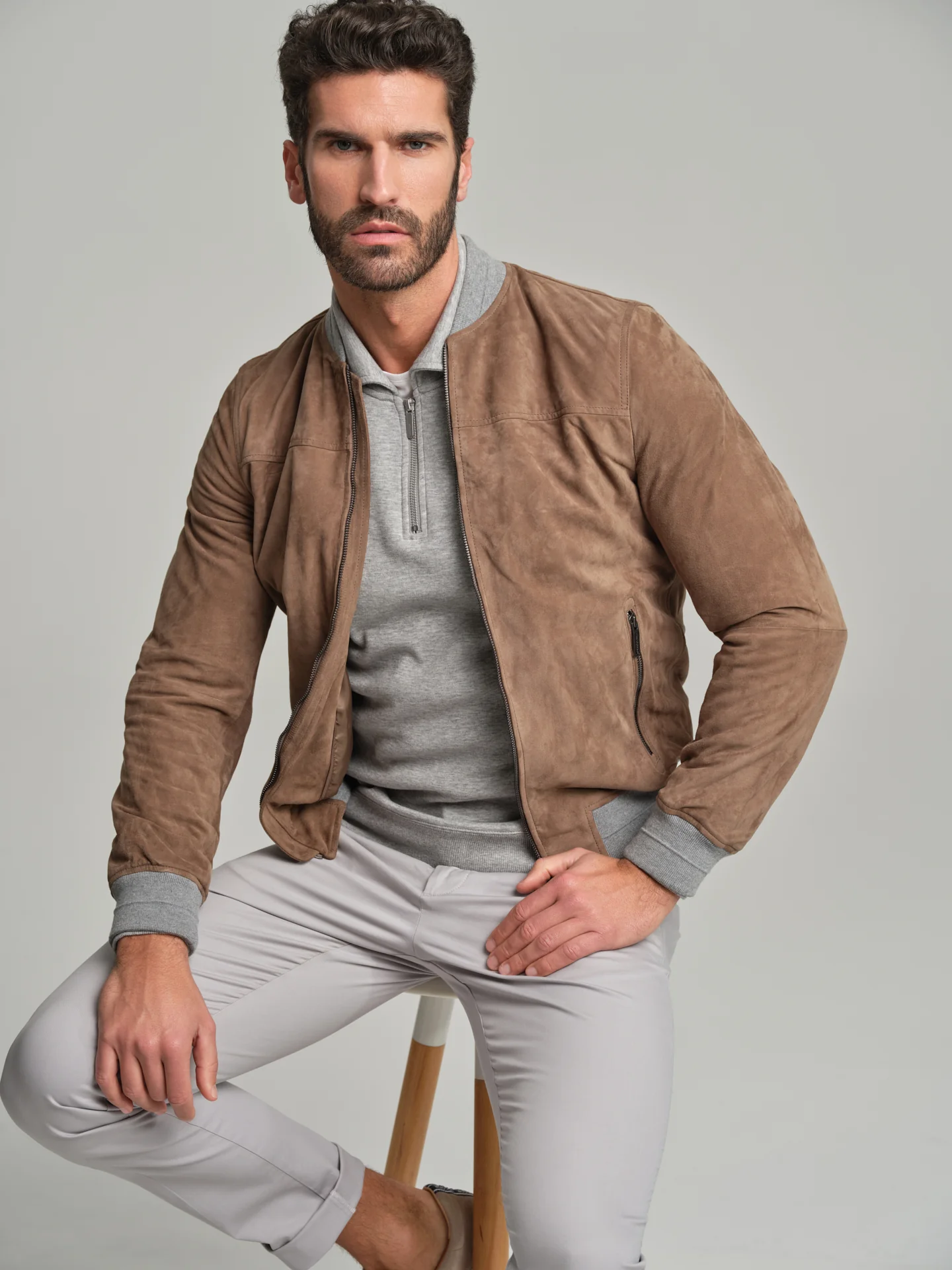 Leather bomber jacket