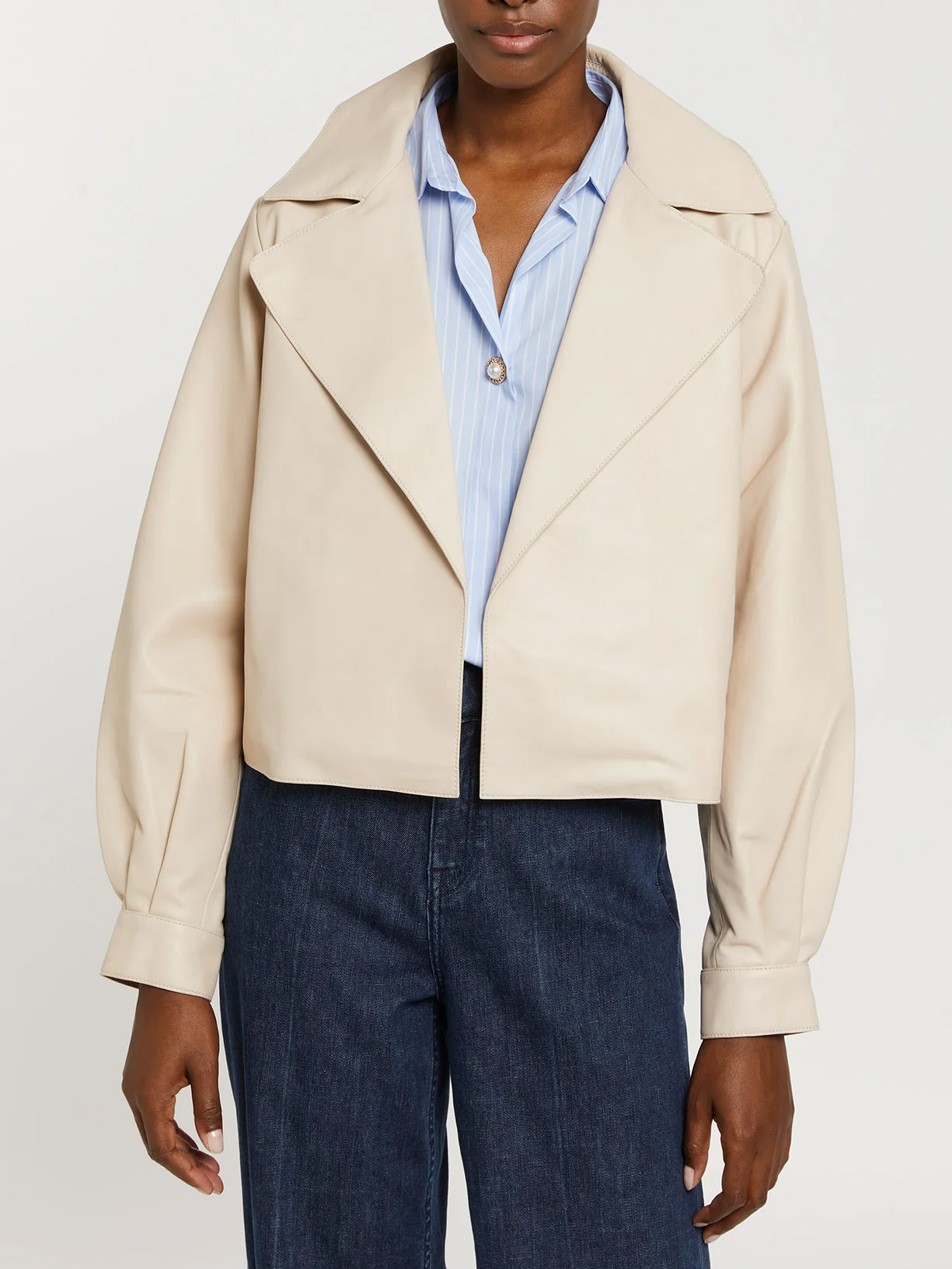 Leather deconstructed biker jacket