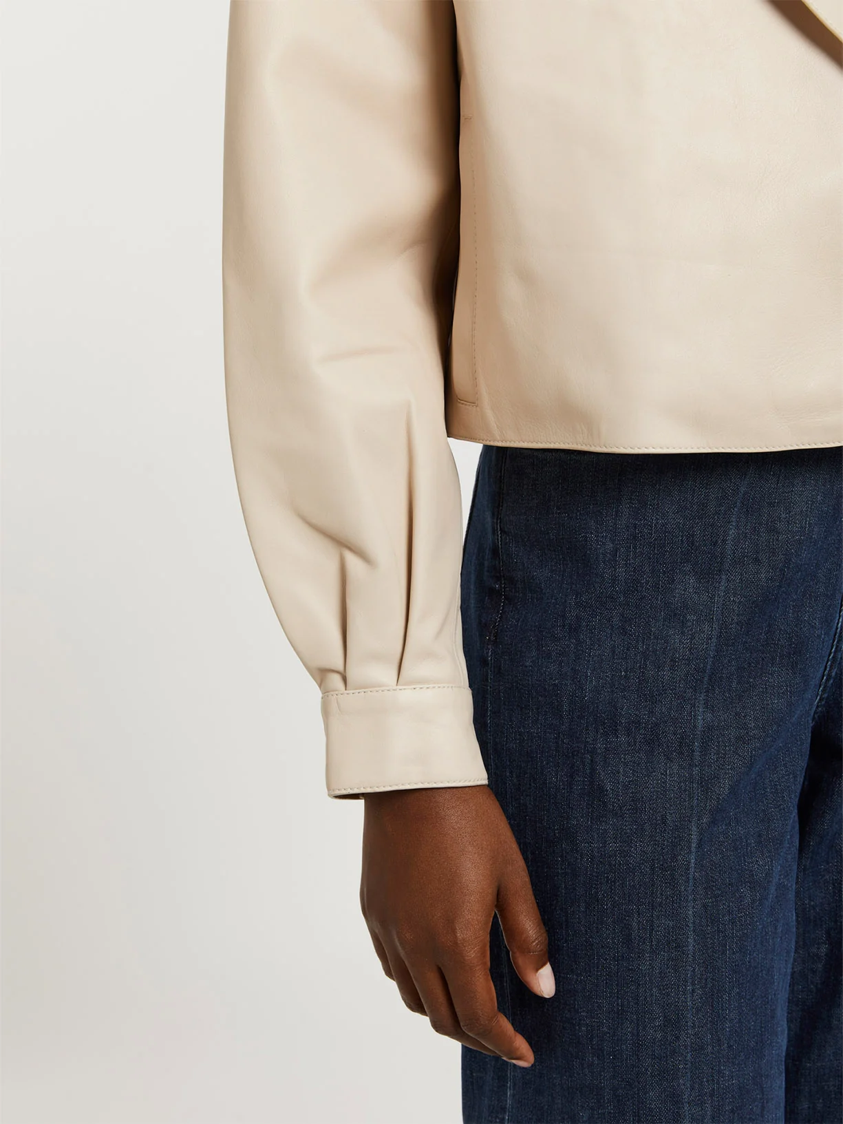 Leather deconstructed biker jacket - Image 2