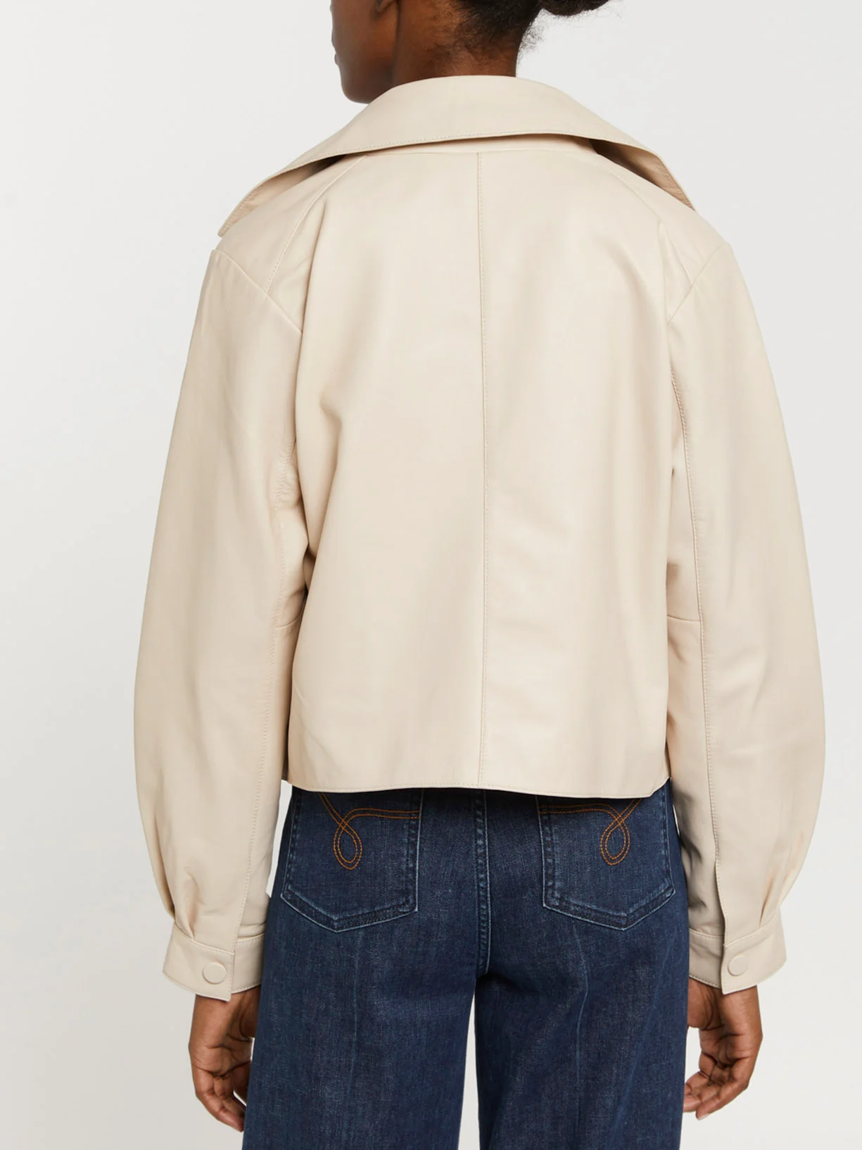 Leather deconstructed biker jacket - Image 4