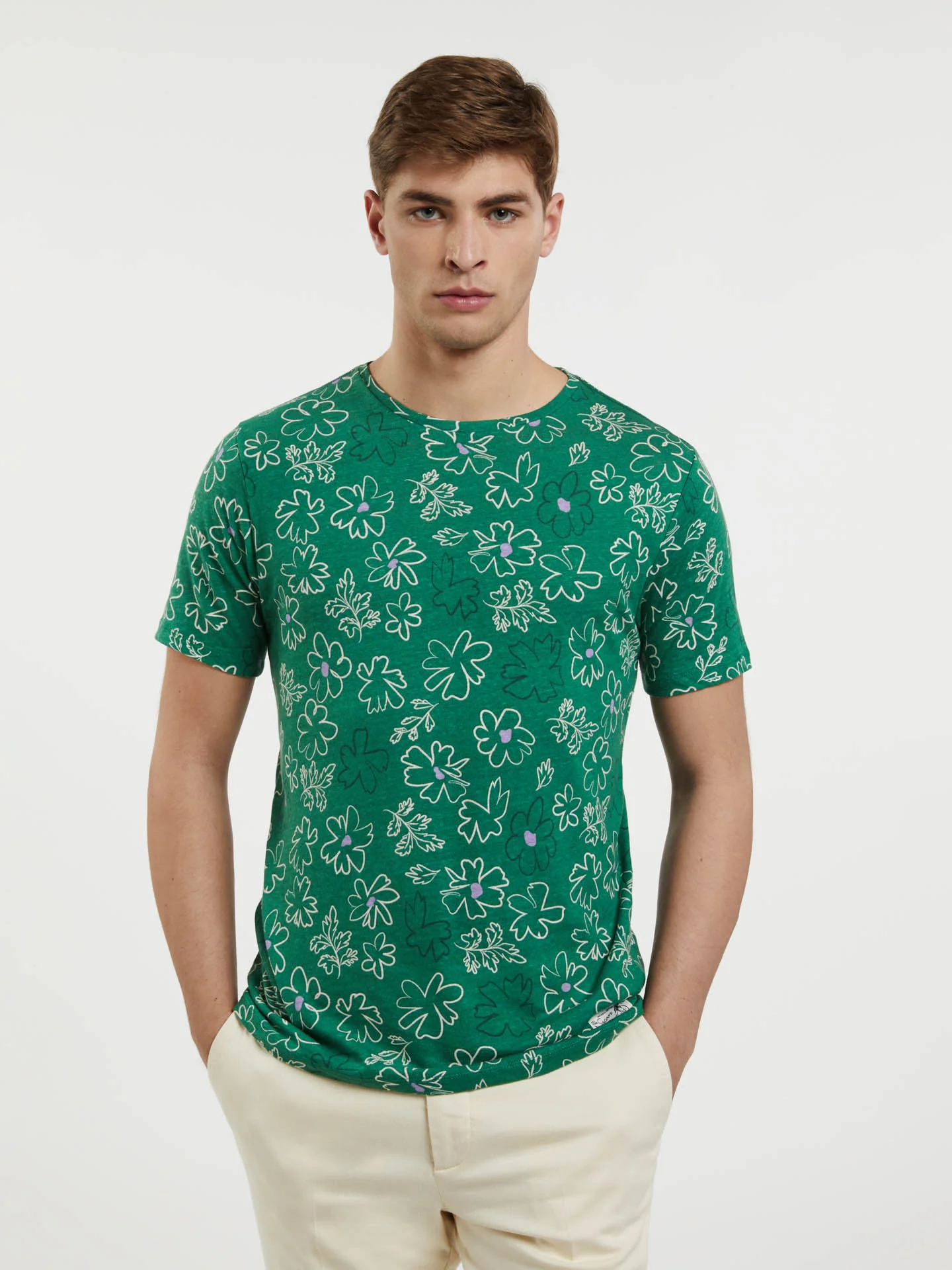 Linen and Cotton blend Printed T-shirt - Image 3