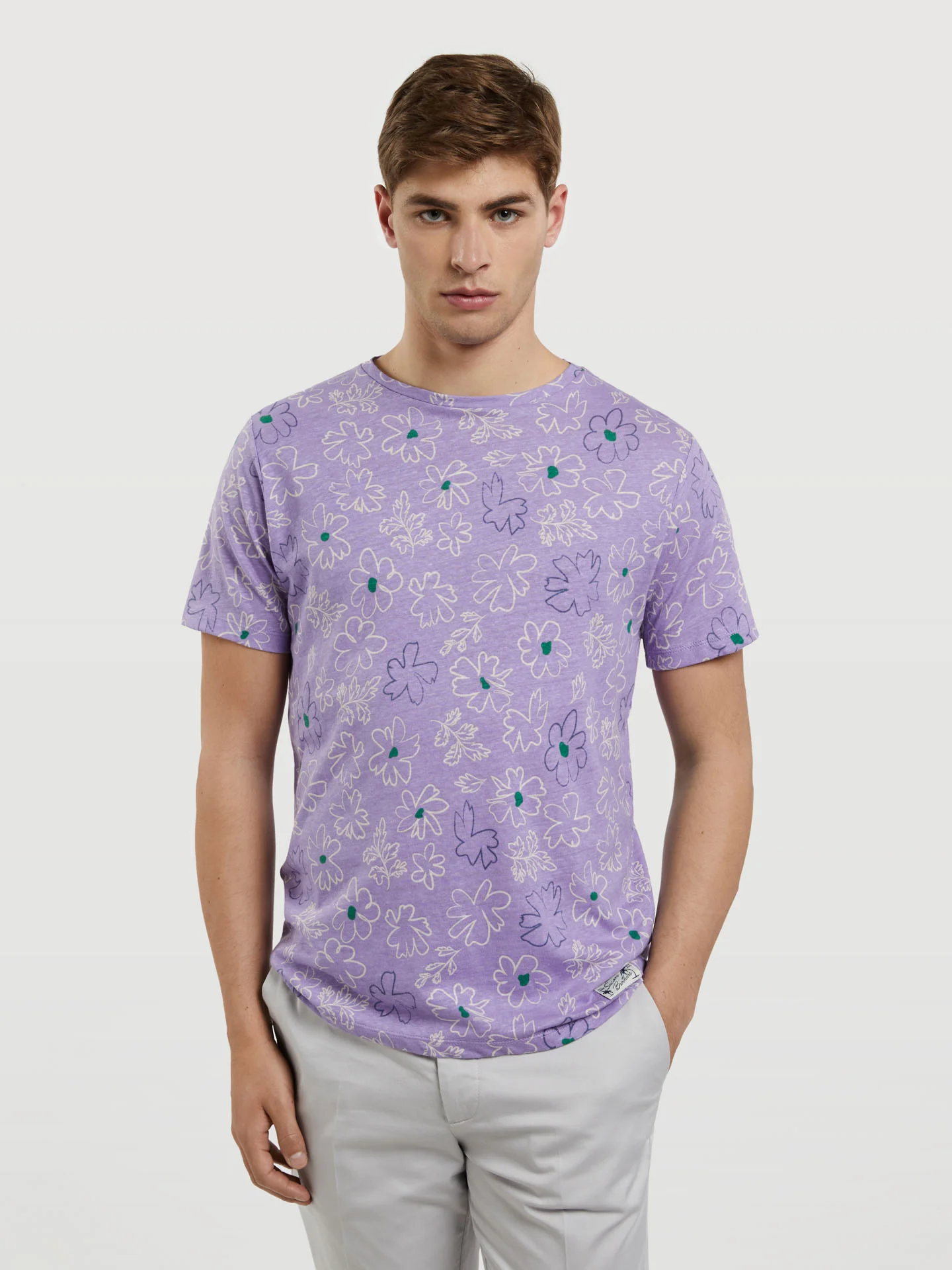 Linen and Cotton blend Printed T-shirt - Image 4